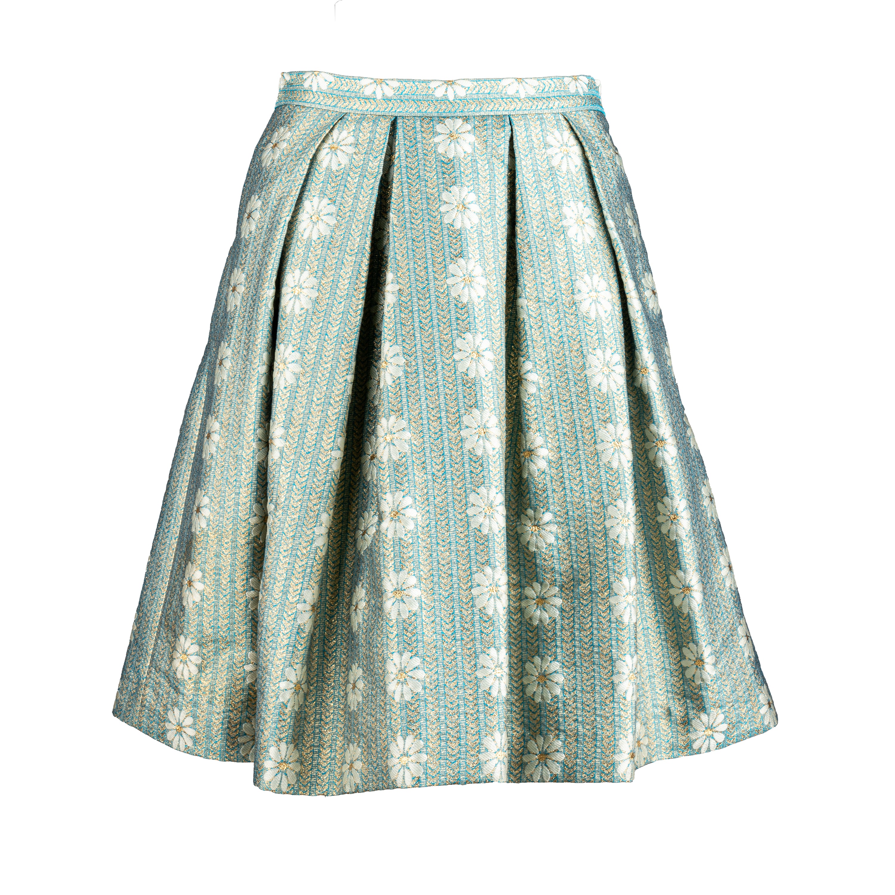 Red Valentino Jacquard Pleated Mini A-Line Skirt - '10s