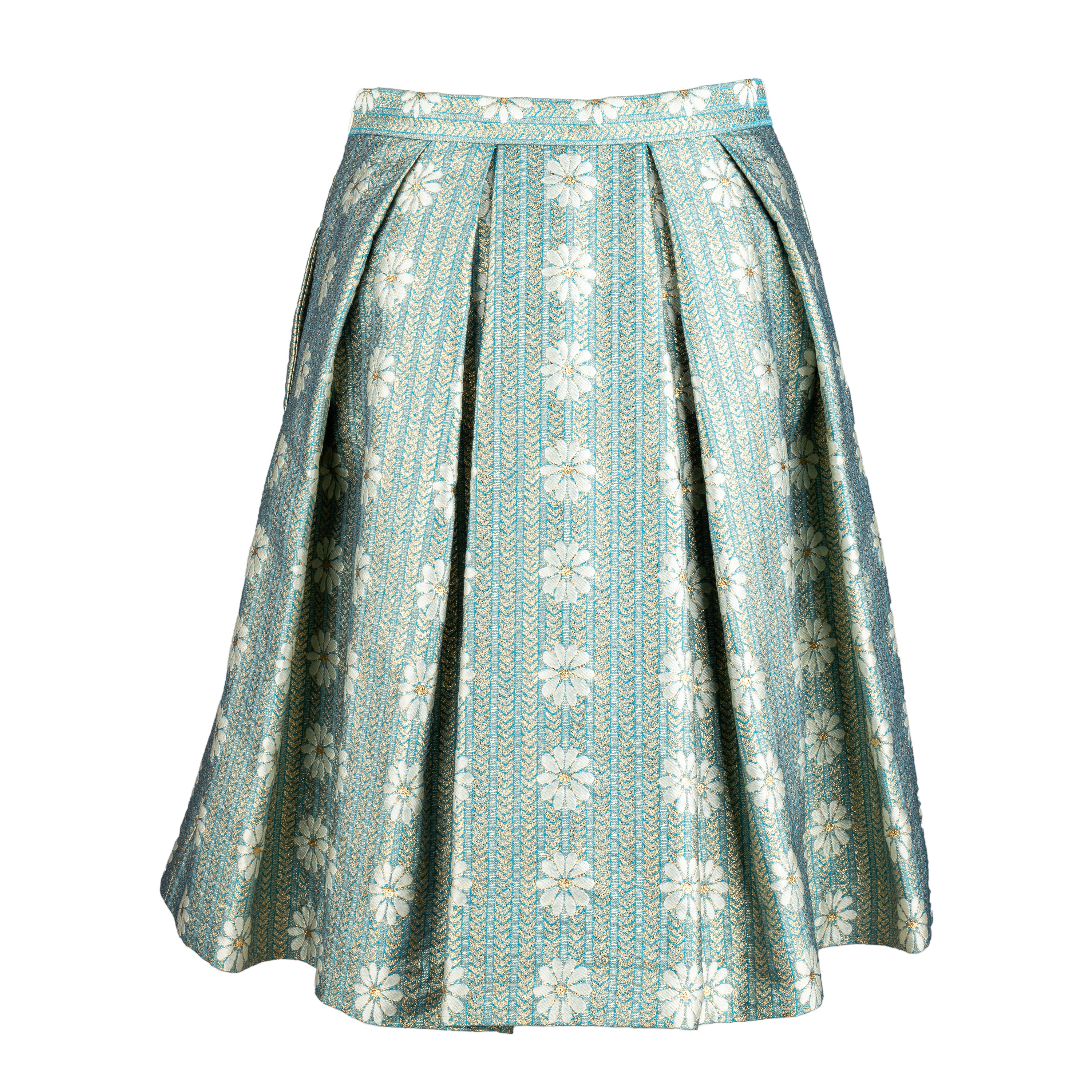 Red Valentino Jacquard Pleated Mini A-Line Skirt - '10s