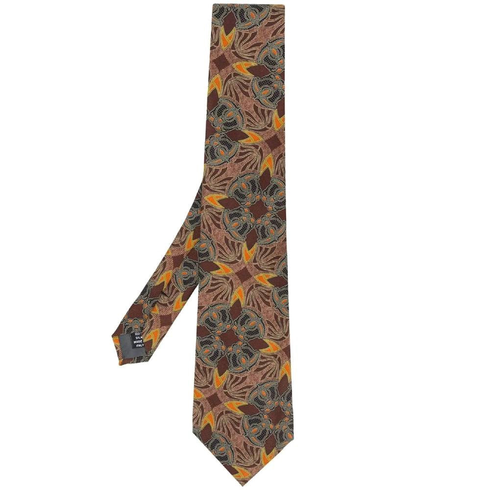 Gianfranco Ferré Brown Printed Silk Tie - '90s