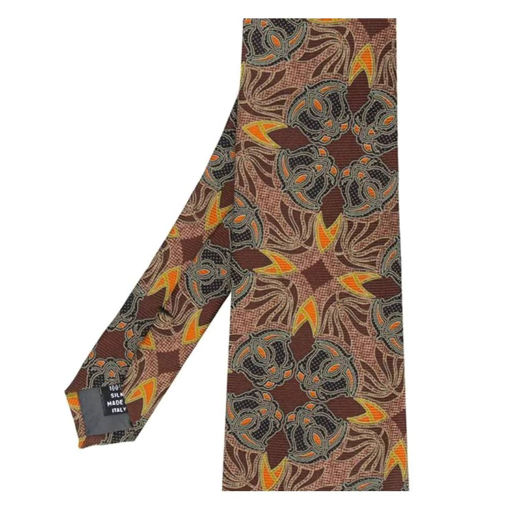 Gianfranco Ferré Brown Printed Silk Tie - '90s