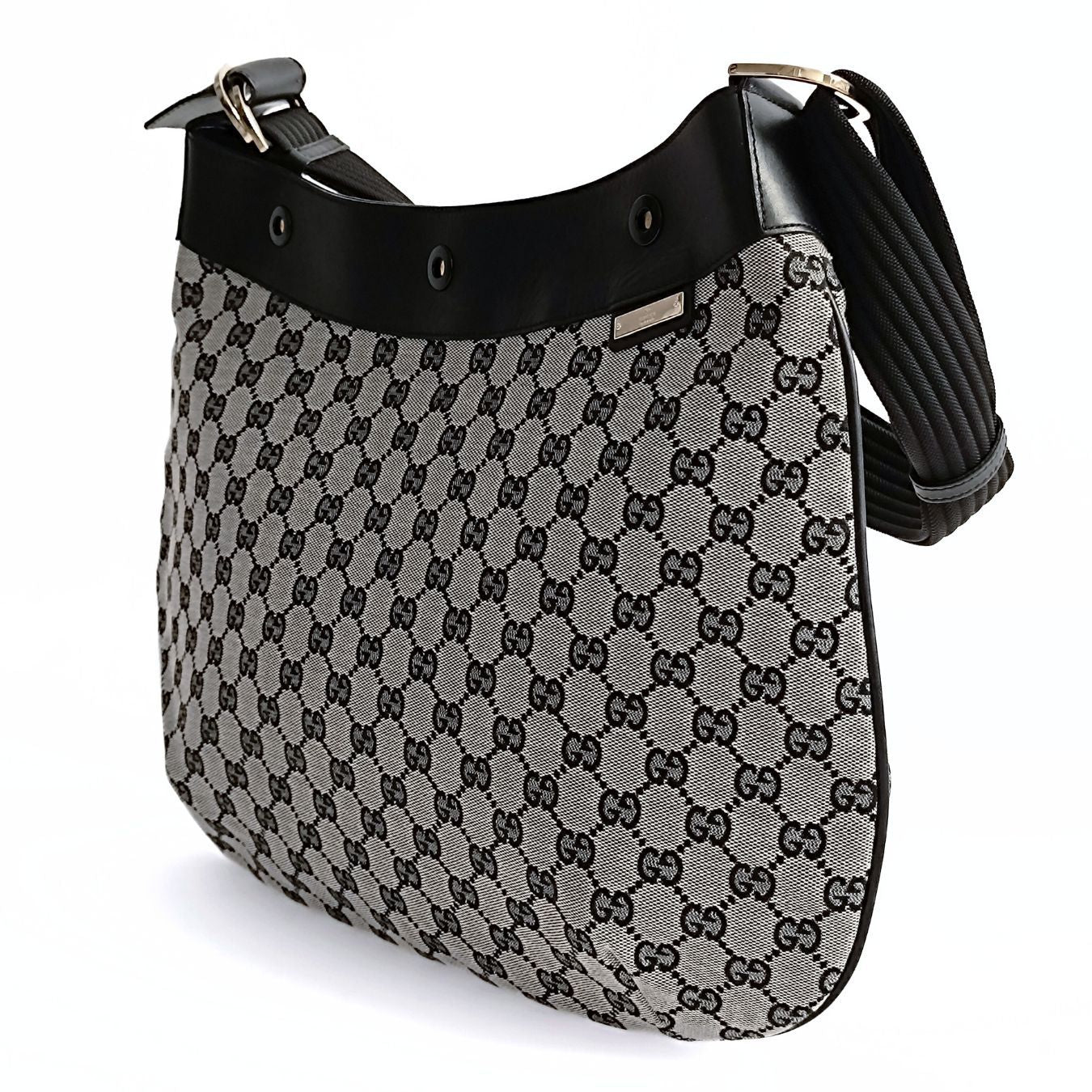 Gucci Gucci grey/black GG canvas shopper shoulder bag - '10s