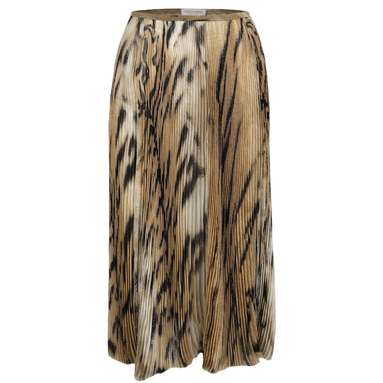 Roberto Cavalli chiffon-tulle leopard printed pleated skirt-'00s