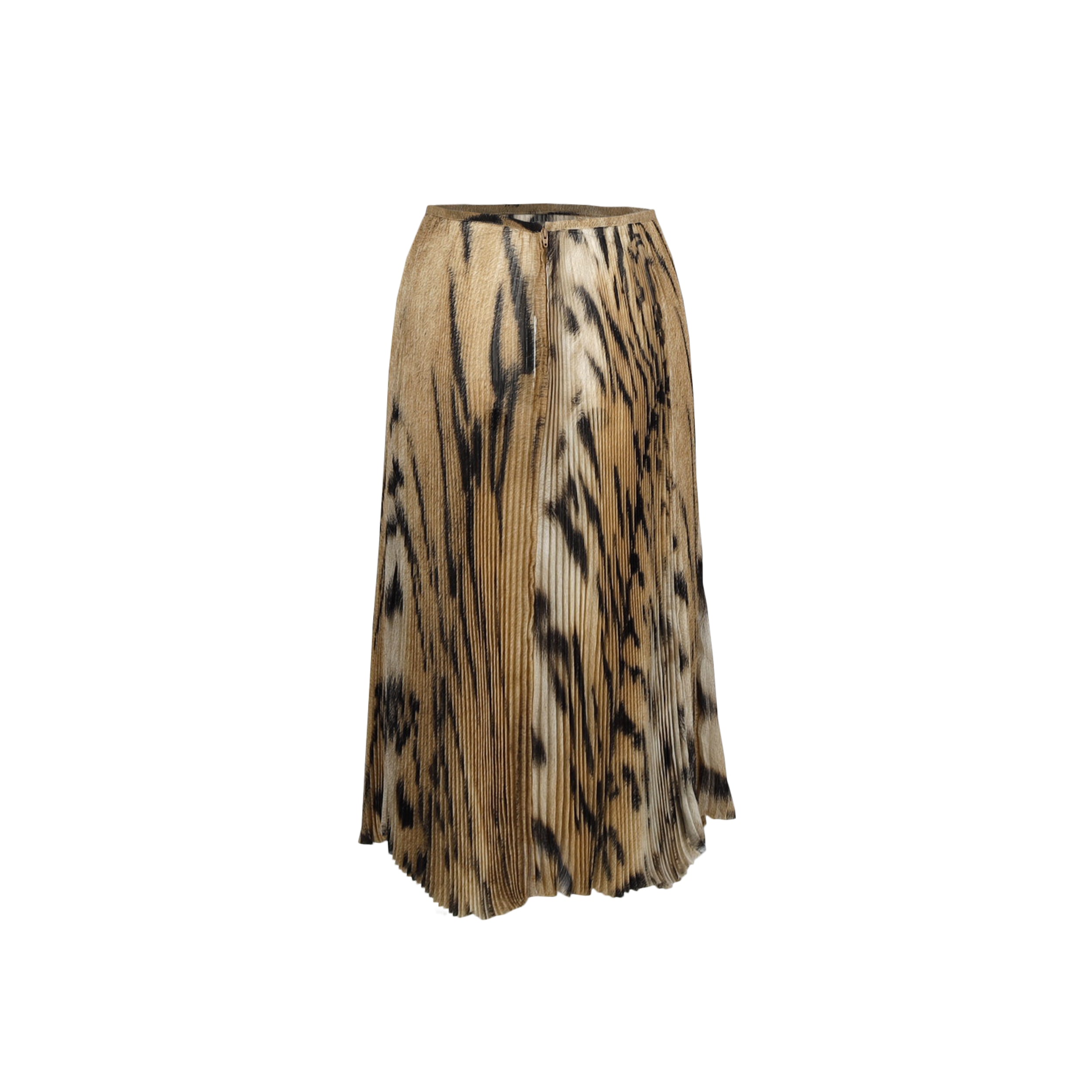 Roberto Cavalli chiffon-tulle leopard printed pleated skirt-'00s