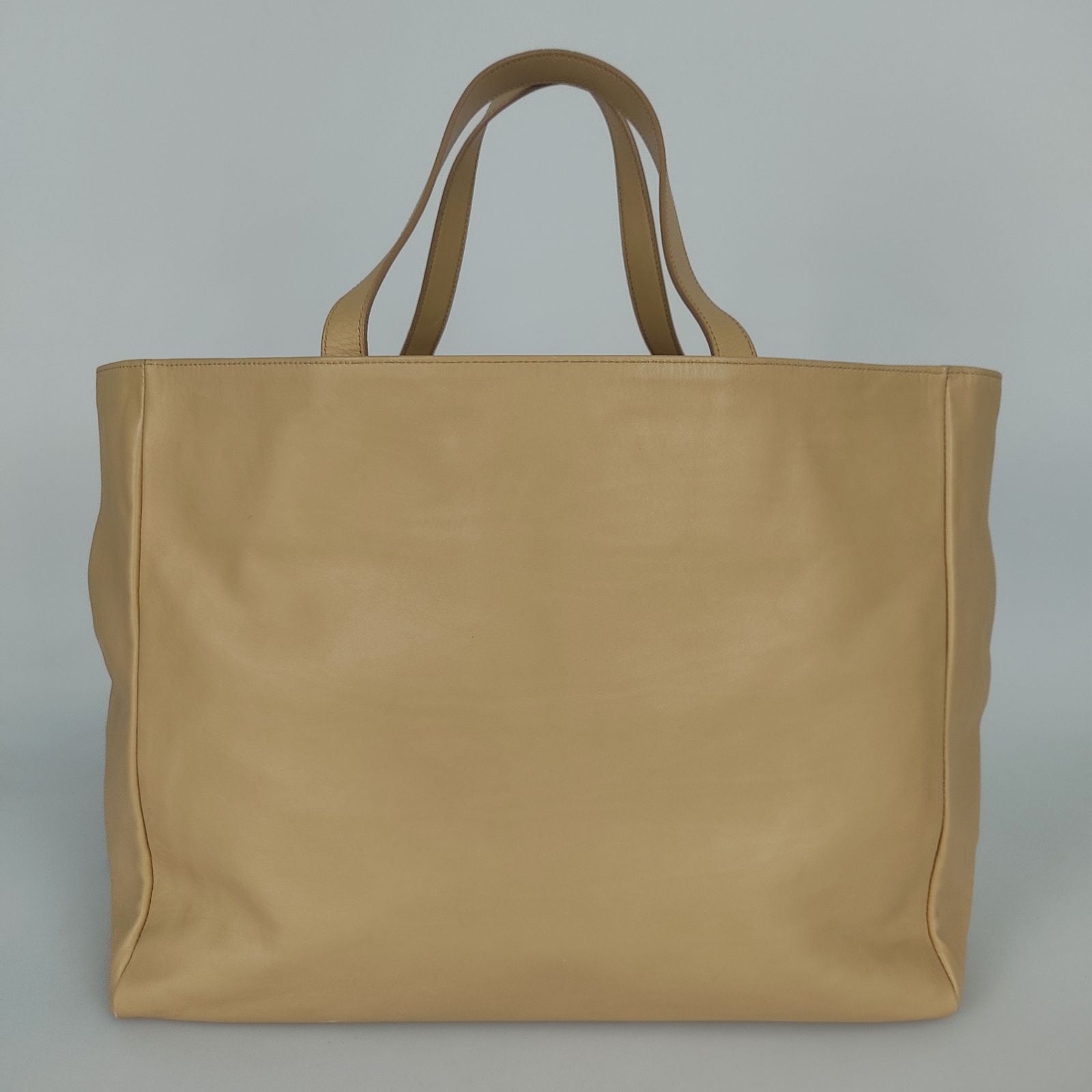 Saint Laurent Saint Laurent tote shopper bag with pochette in beige leather - '10s