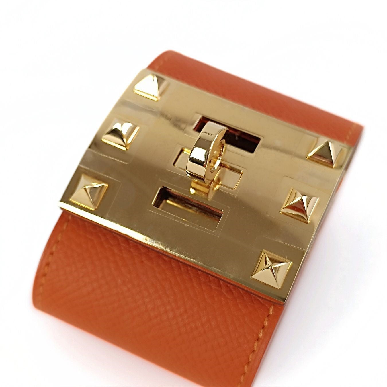 Hermès Hermès Collier de Chien bracelet in orange Epson leather - '10s