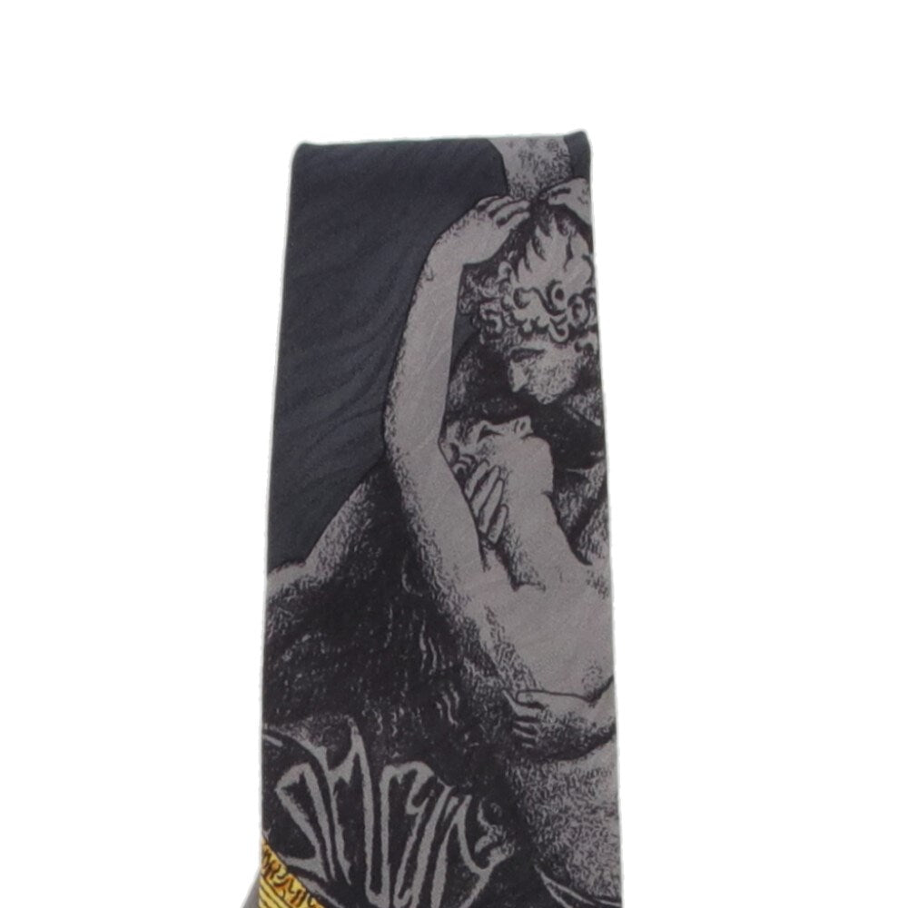 Gianni Versace Dark Grey Printed Silk Tie - '90s