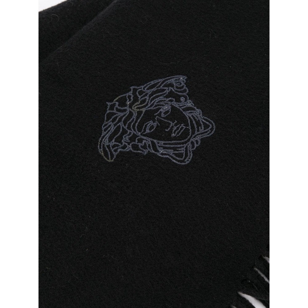 Versace Black Virgin Wool Scarf - '90s