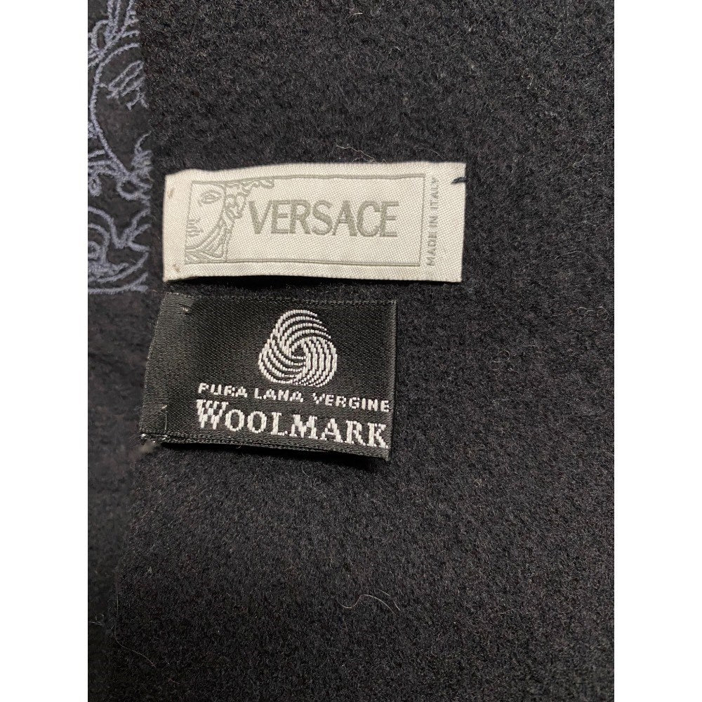 Versace Black Virgin Wool Scarf - '90s