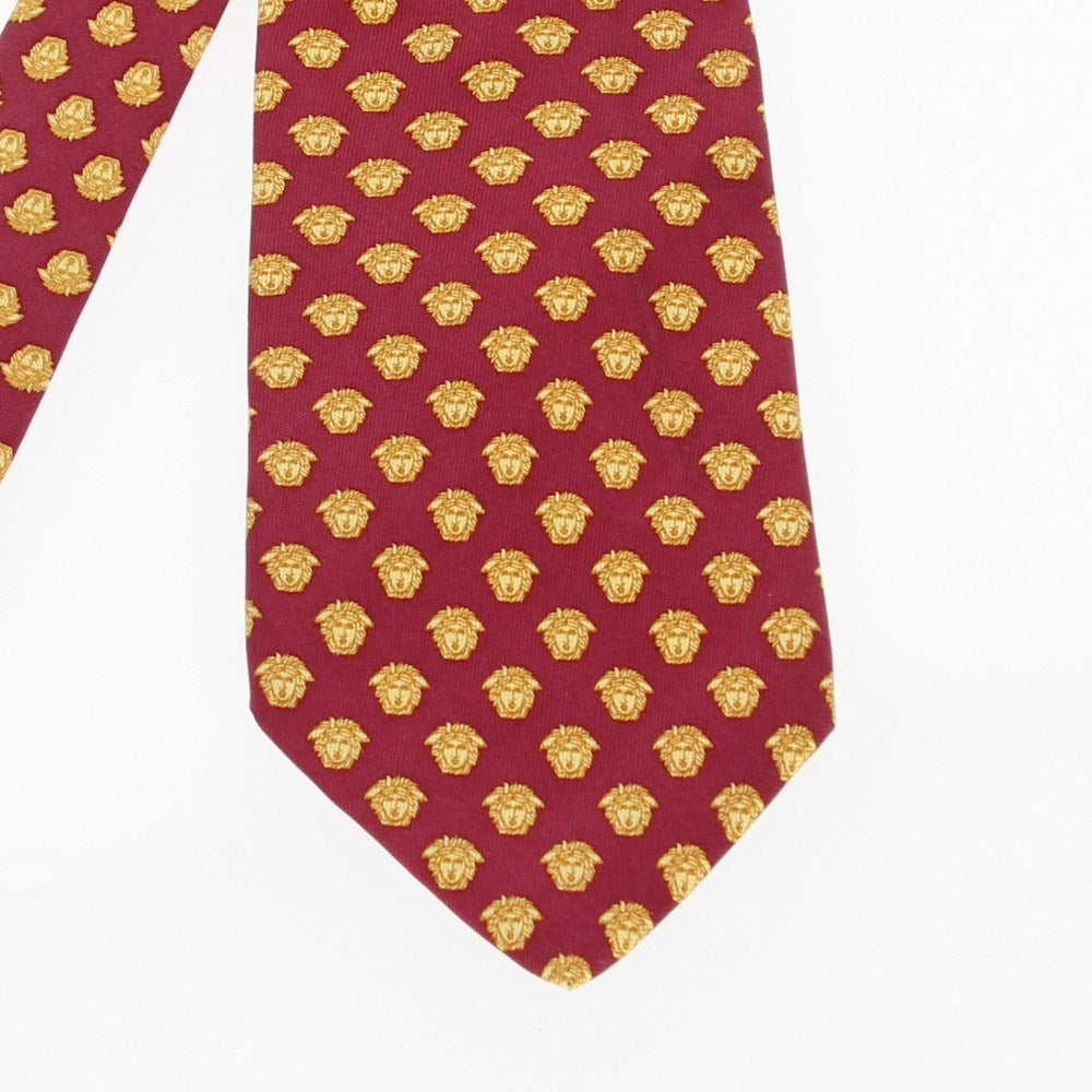 Gianni Versace Bordeaux Medusa Silk Tie - 2000s