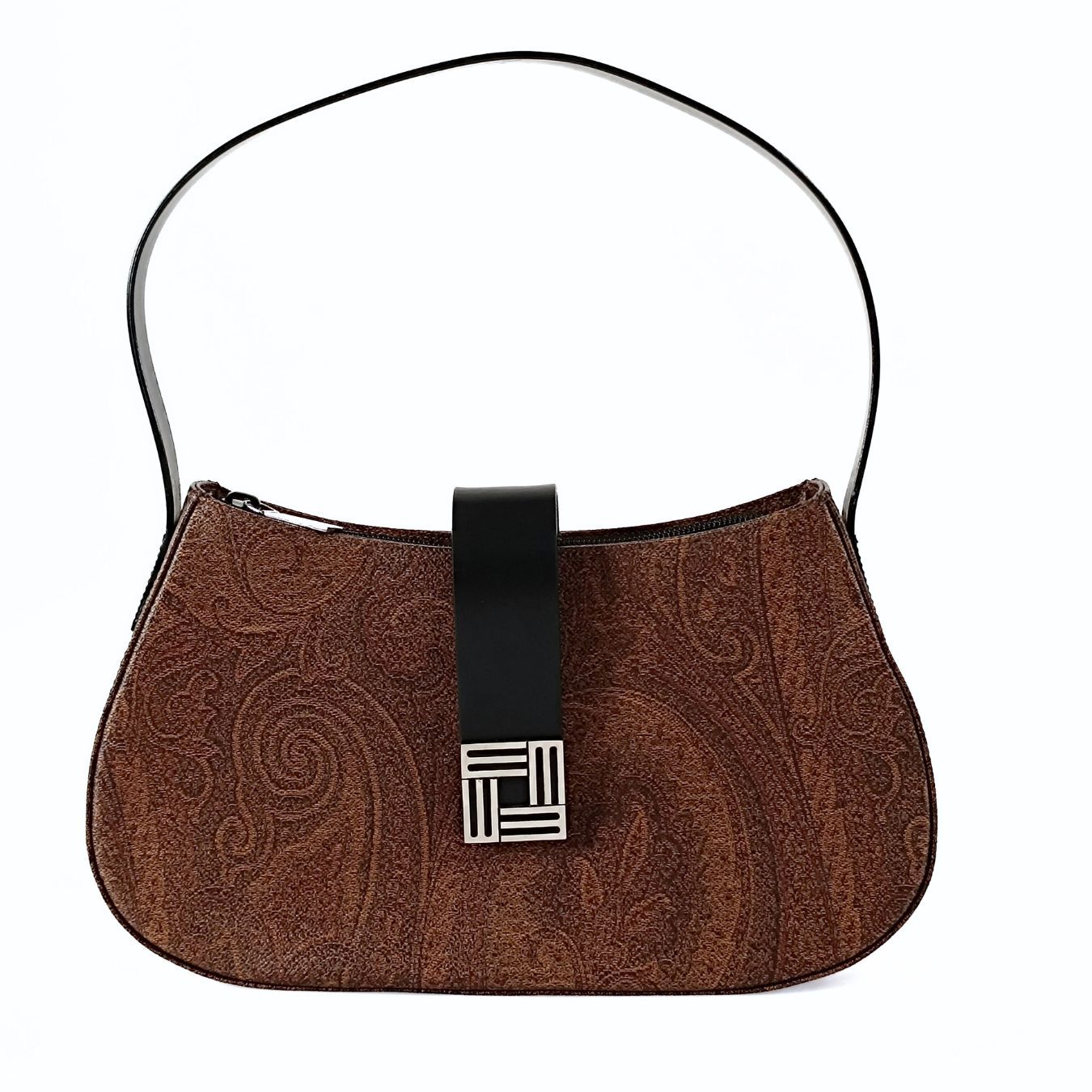 Etro Etro baguette shoulder bag in Paisley canvas and black leather - '10s