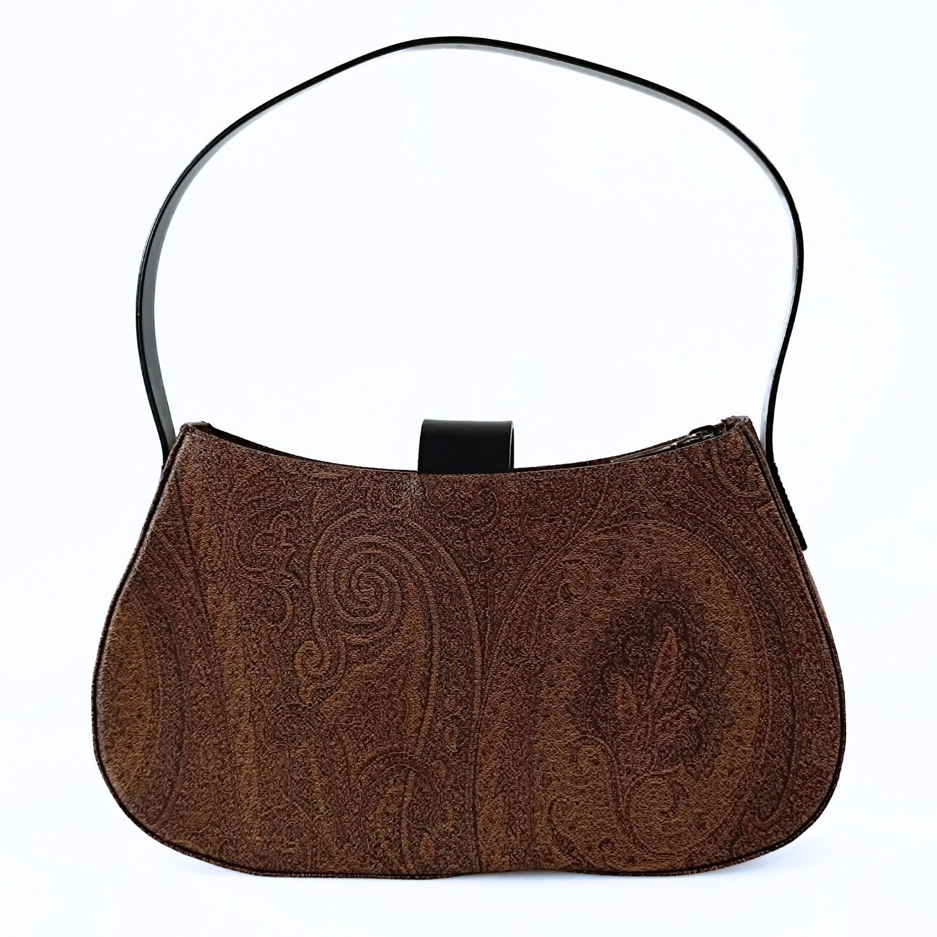 Etro Etro baguette shoulder bag in Paisley canvas and black leather - '10s