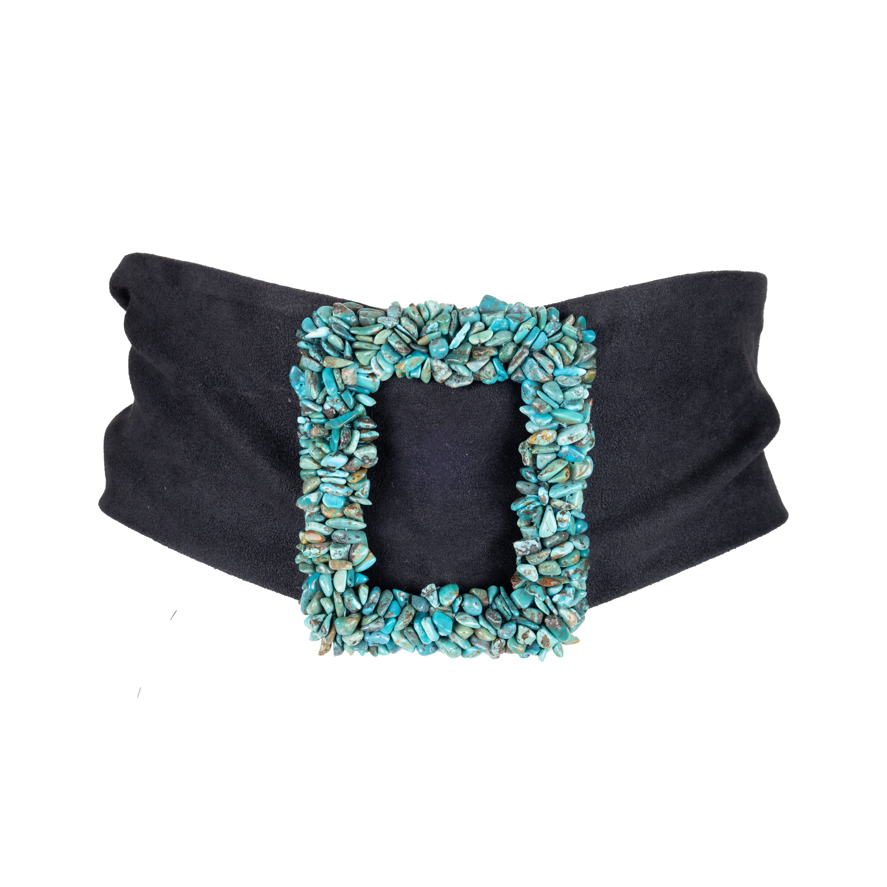 Collection Privée Turquoise Stone Suede Belt - '00s