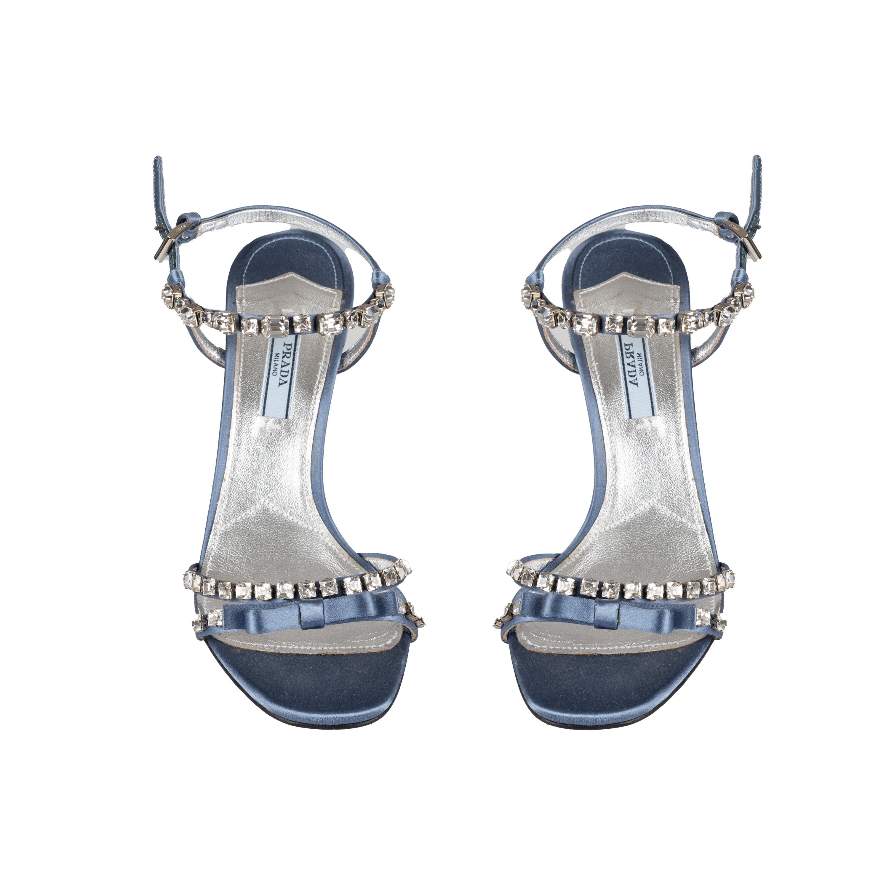 Prada Crystal-Embellished Satin Sandals - '10s