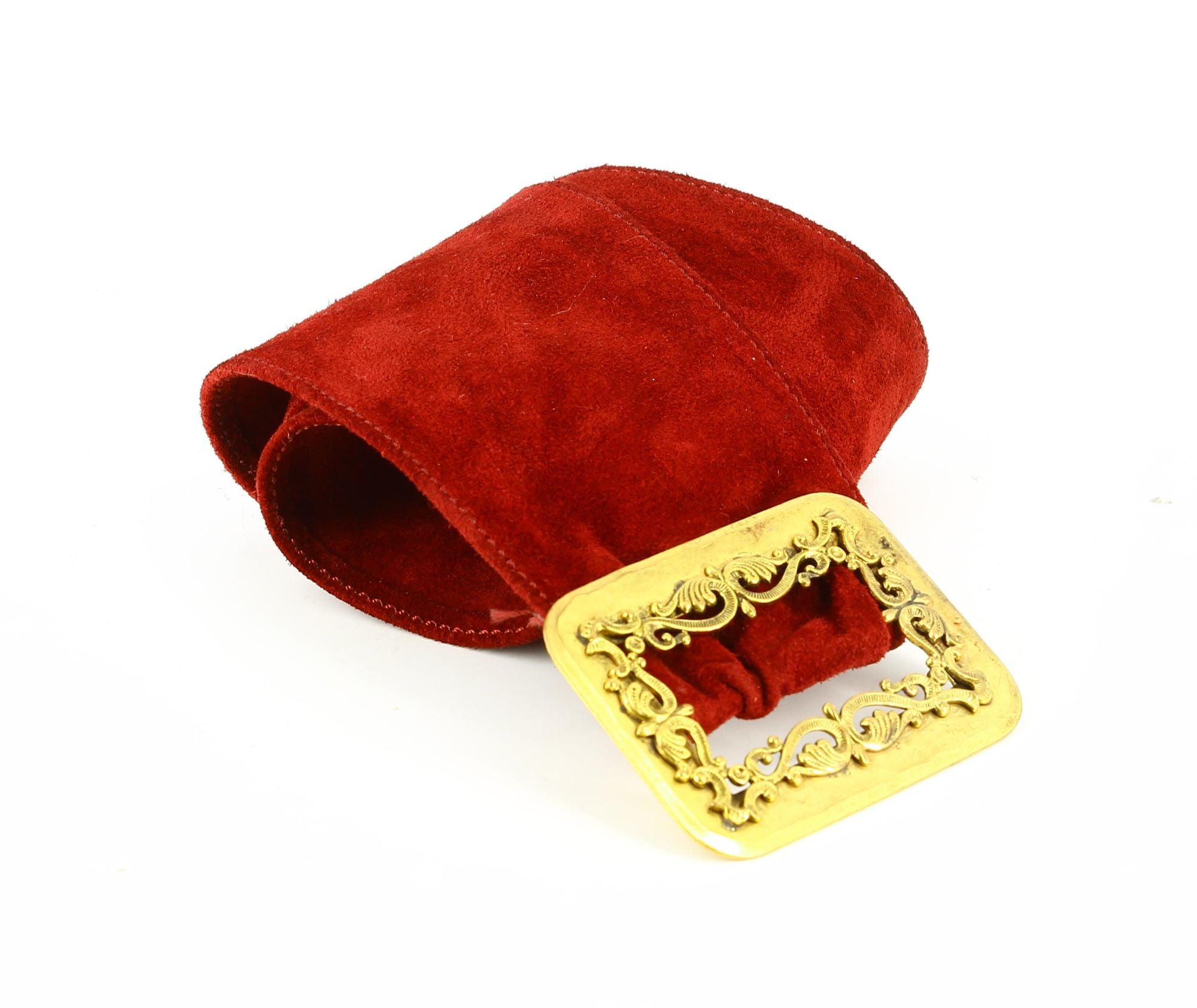 YSL Red Velvet Belt Yves Saint Laurent Golden