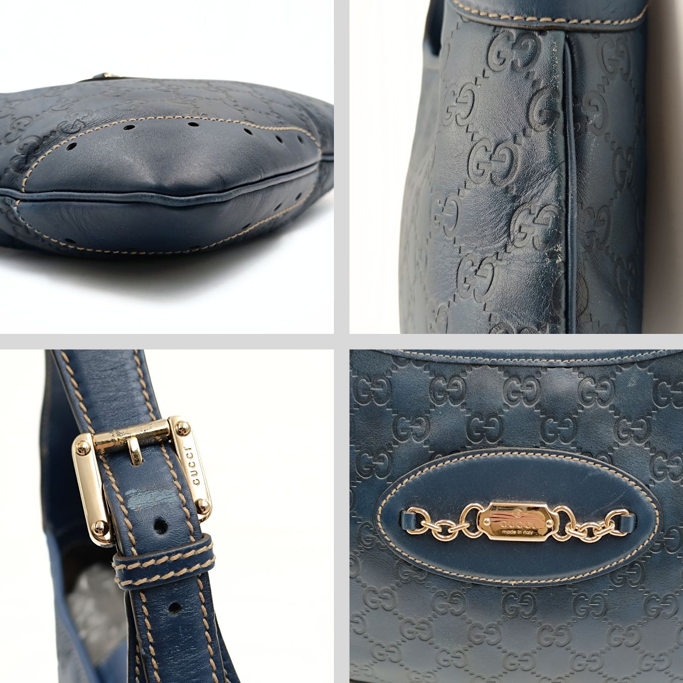 Gucci Gucci Guccissima shoulder bag in light blue leather - '10s