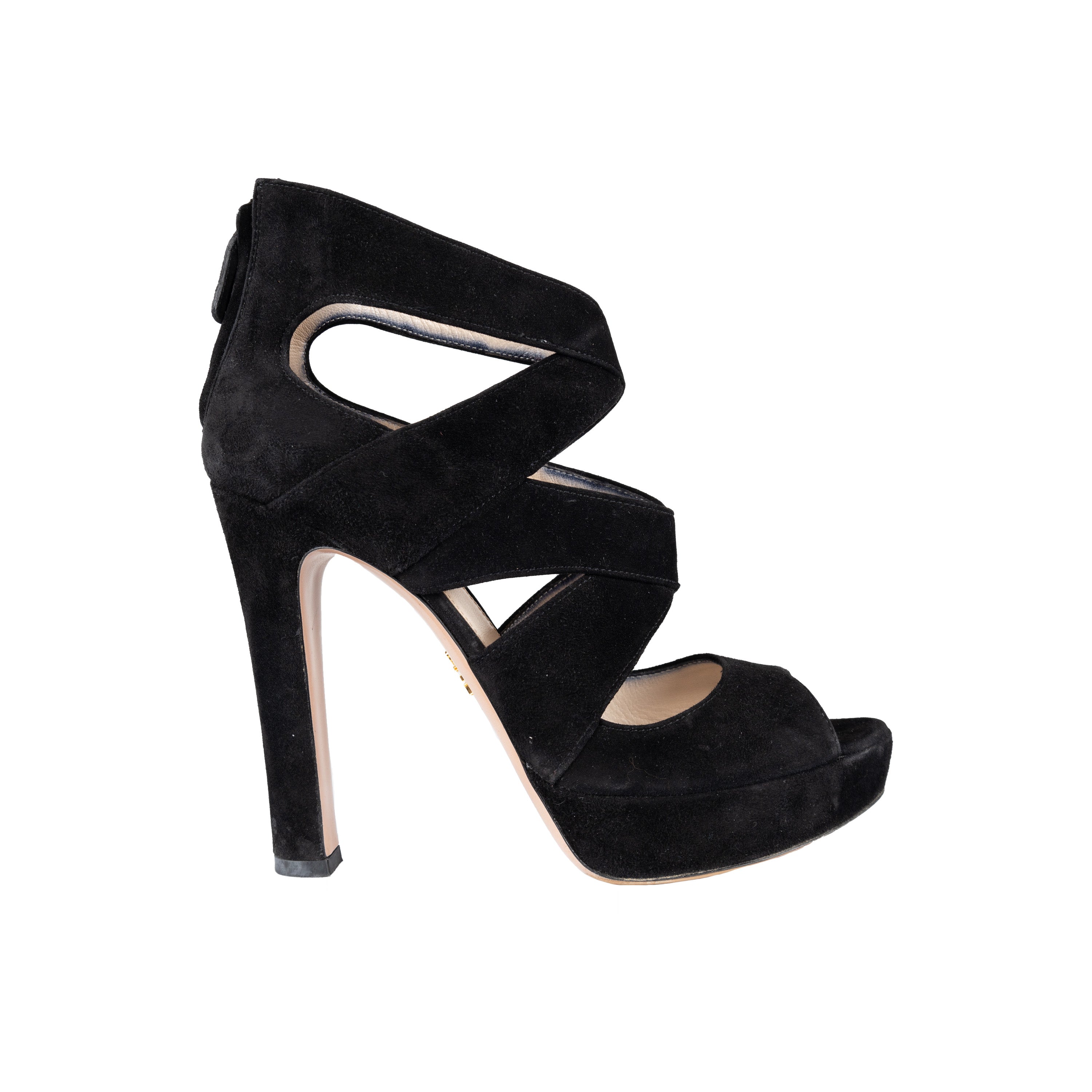 Prada Suede Cut Out Open-toe Heels - '10s