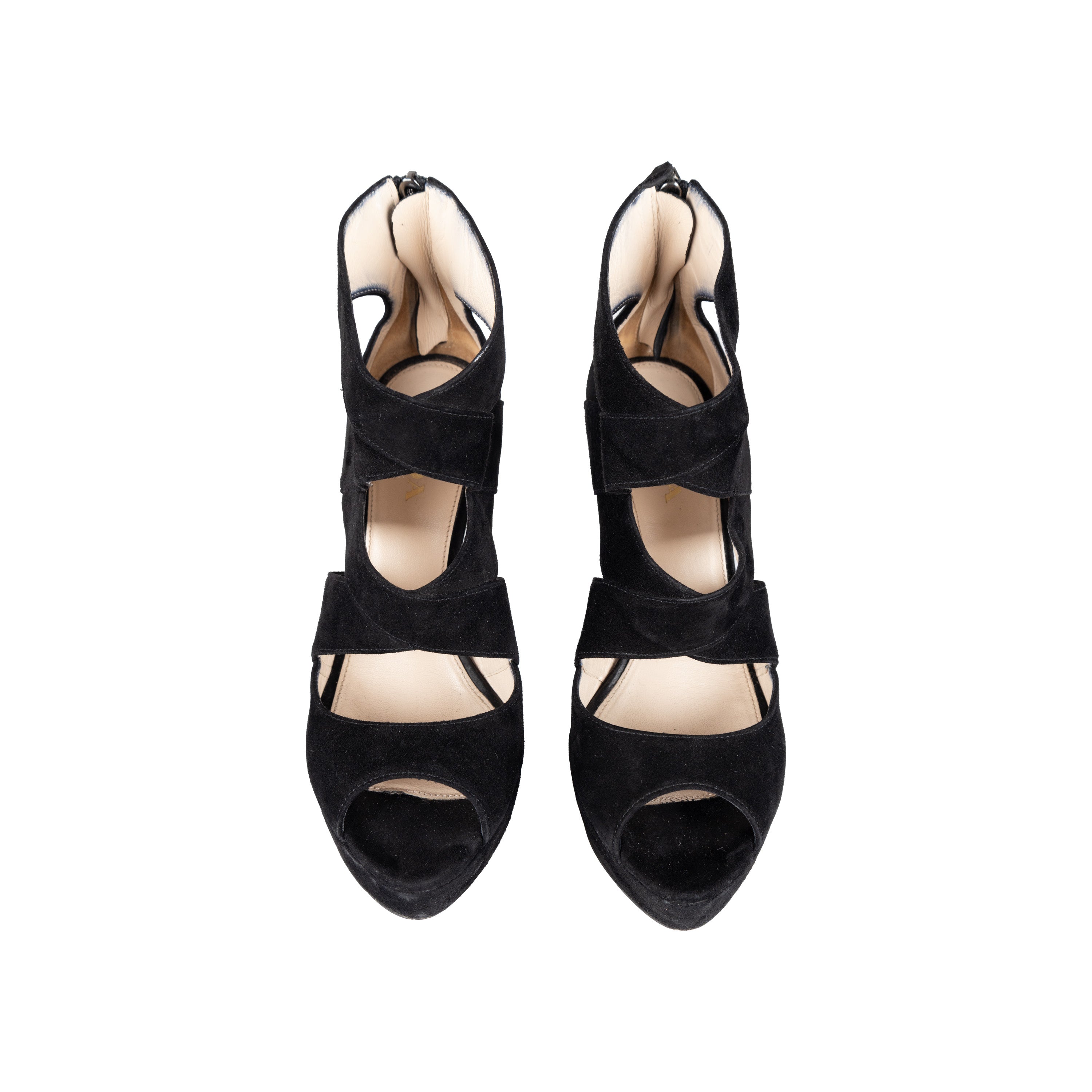 Prada Suede Cut Out Open-toe Heels - '10s