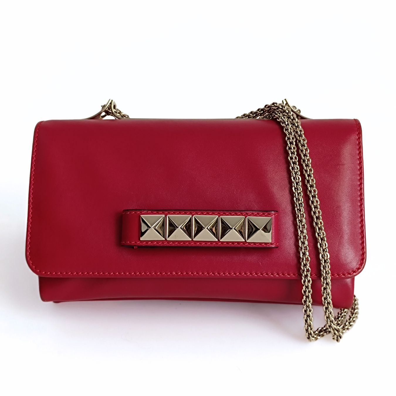 Valentino Valentino Garavani Rockstud shoulder bag in red leather - '10s