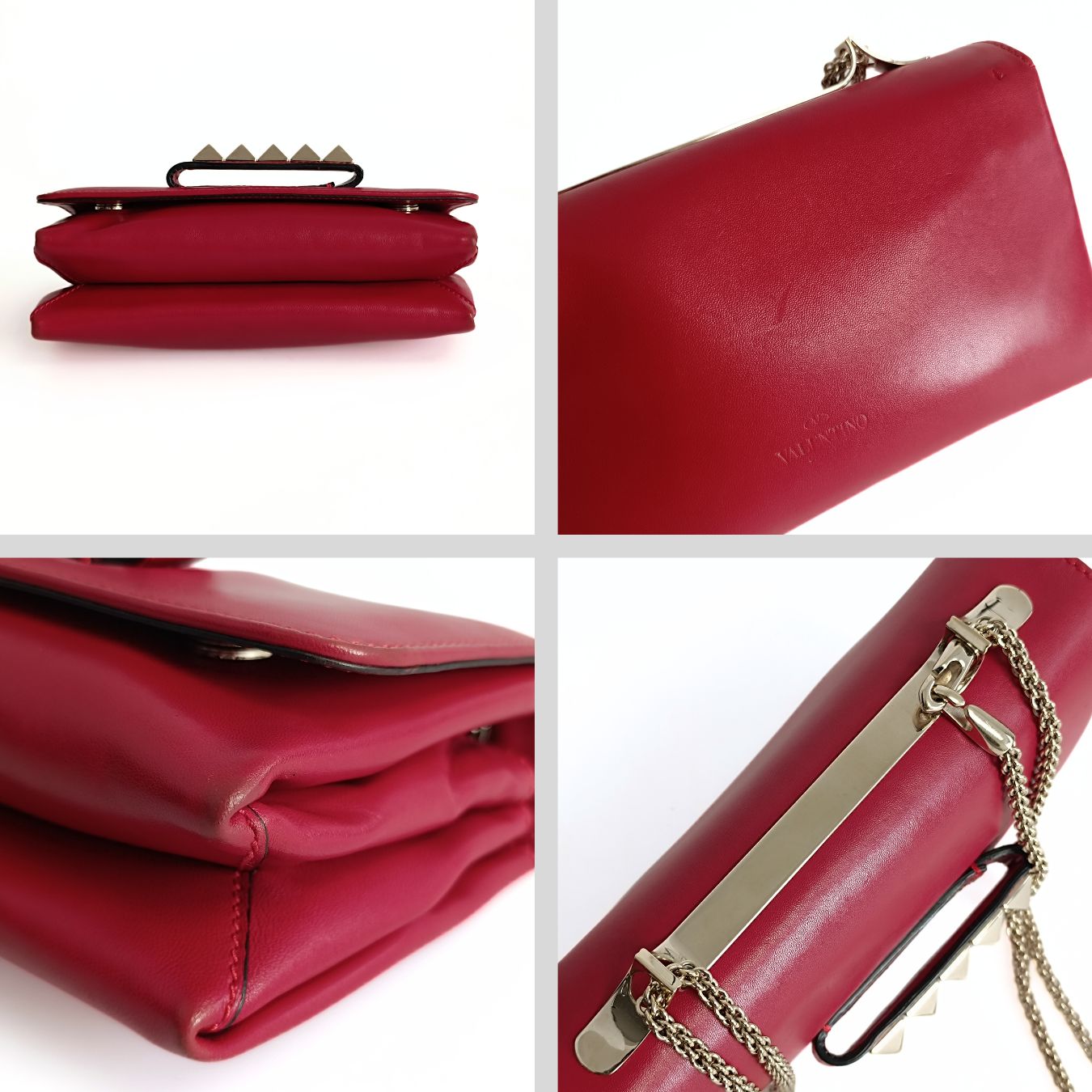 Valentino Valentino Garavani Rockstud shoulder bag in red leather - '10s