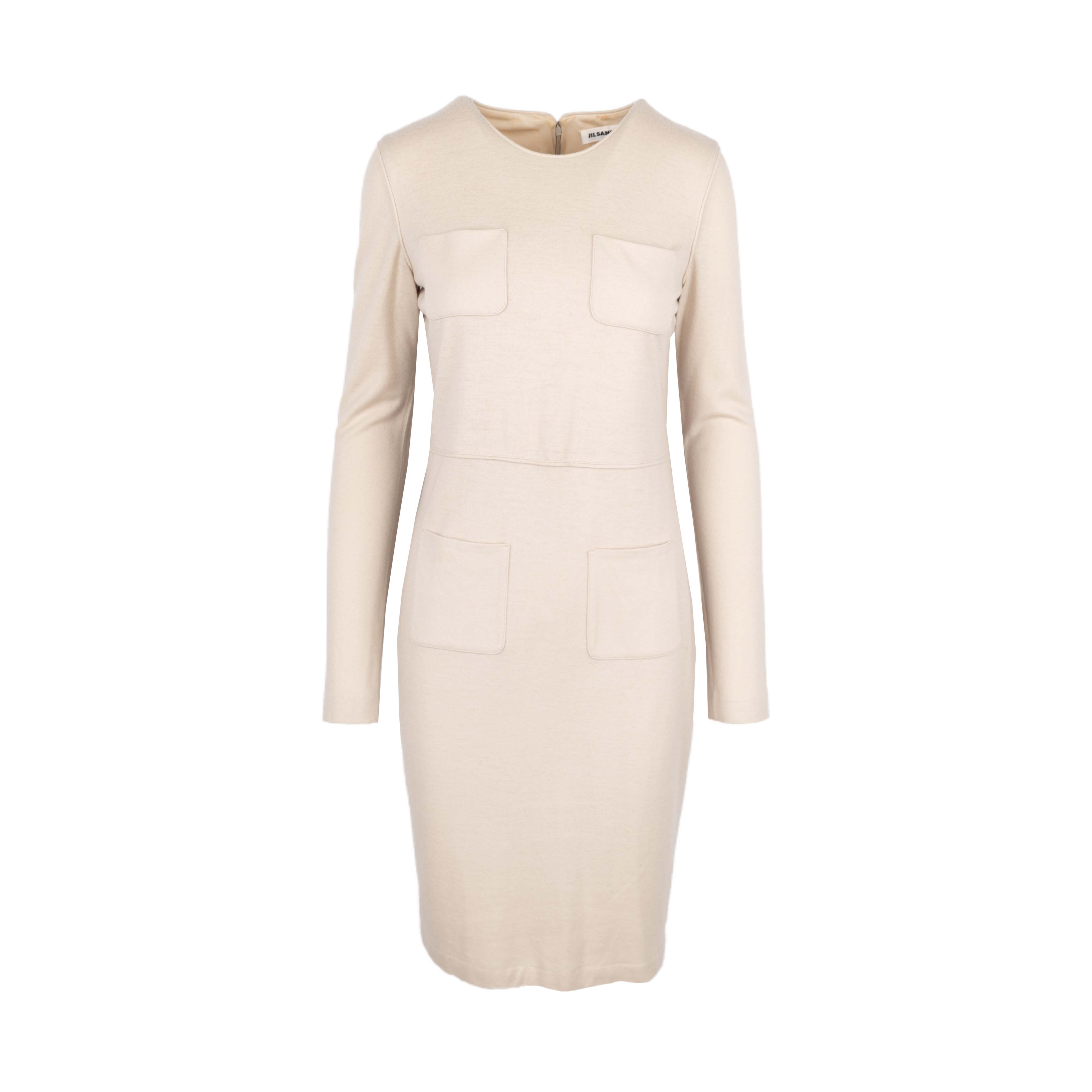 Jil Sander Beige Longsleeve Pocket Dress - '10s