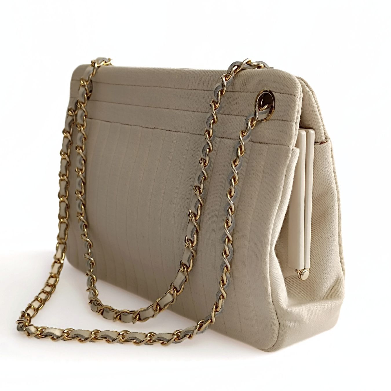 Chanel Chanel vintage shoulder bag in beige cotton - '10s