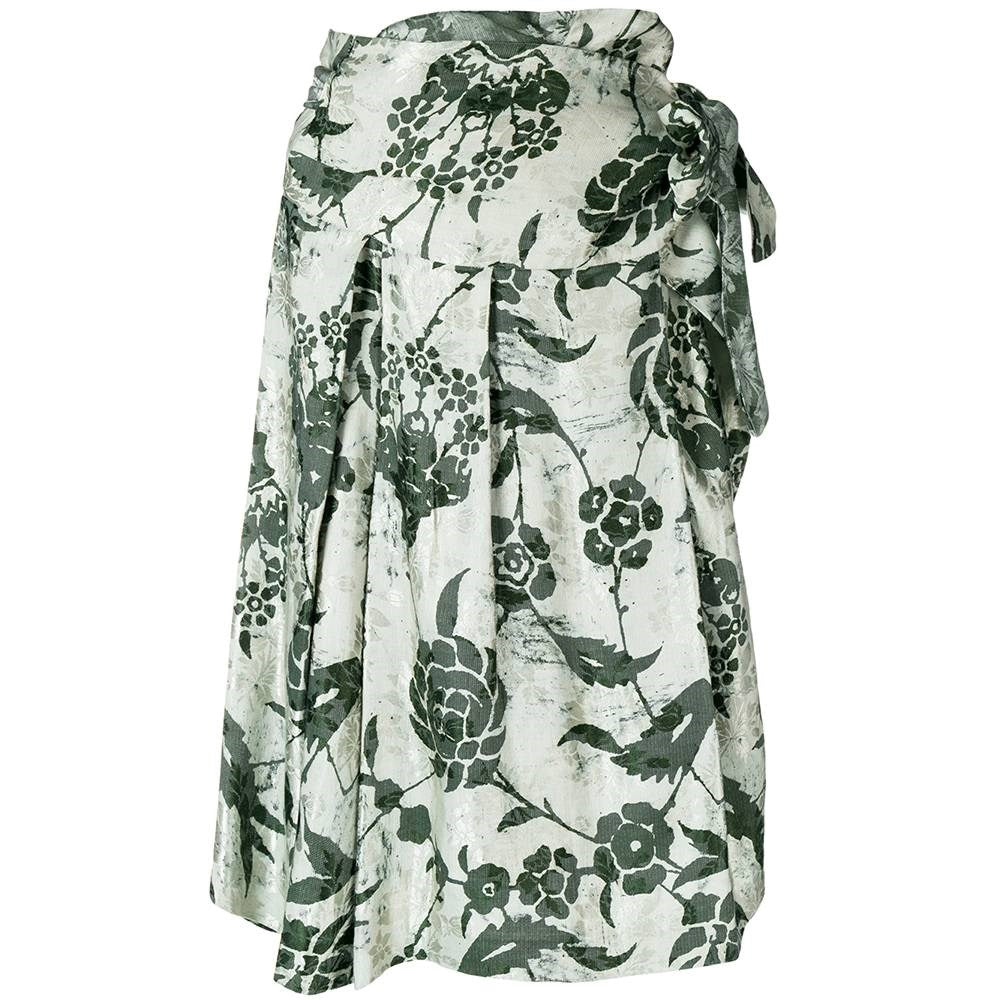 Dries Van Noten Grey Floral Skirt - '90s