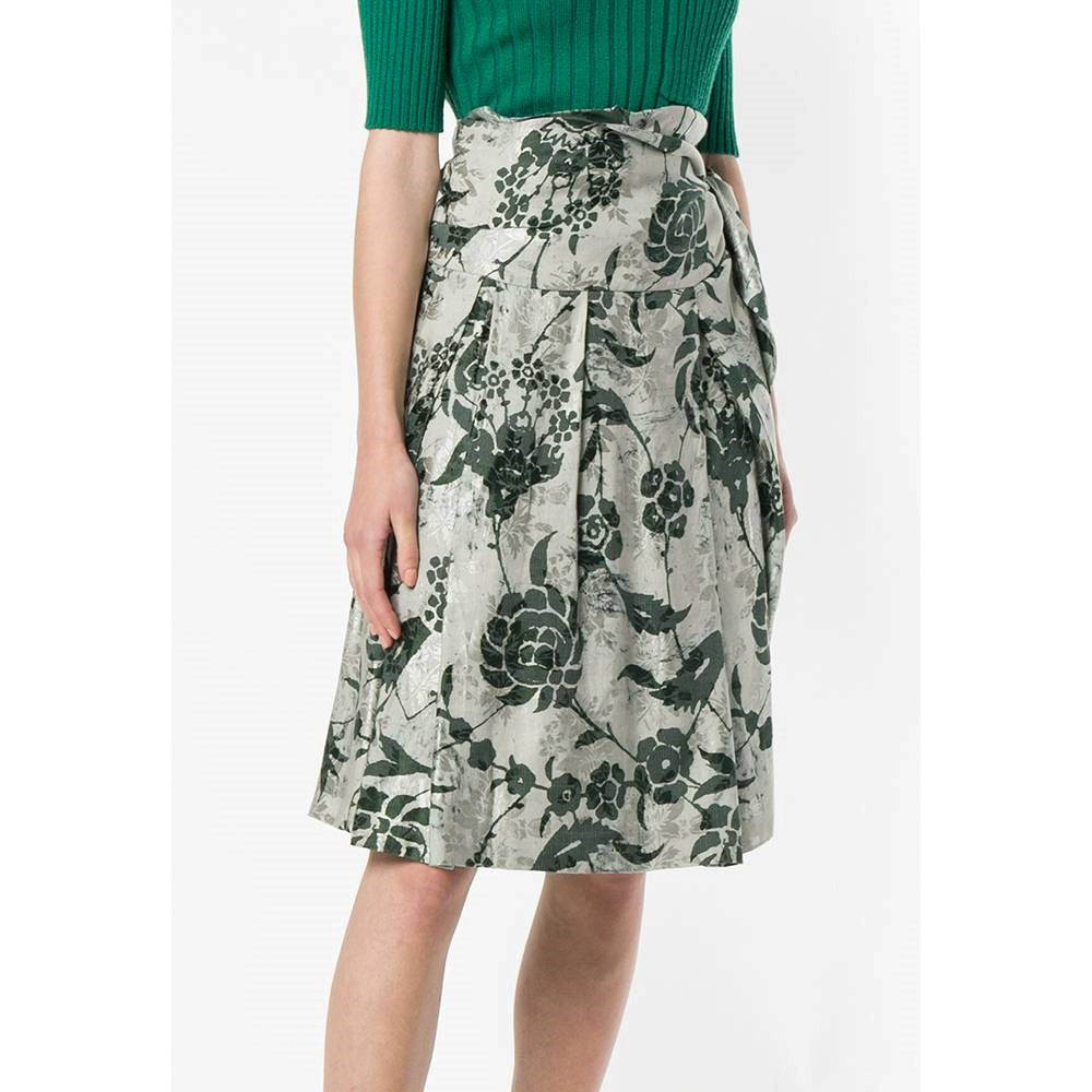 Dries Van Noten Grey Floral Skirt - '90s