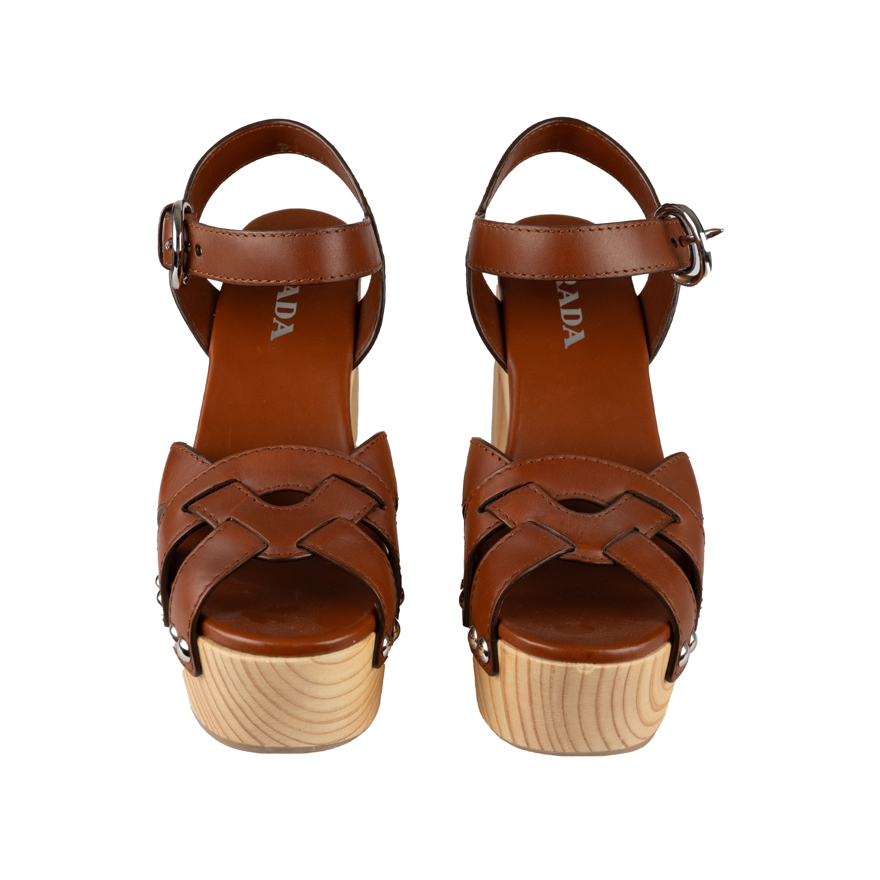 Prada Wooden Platform Sandals - '10s