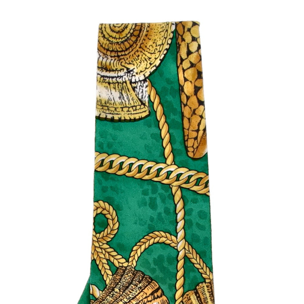 Gianni Versace Green Printed Silk Tie - '90s