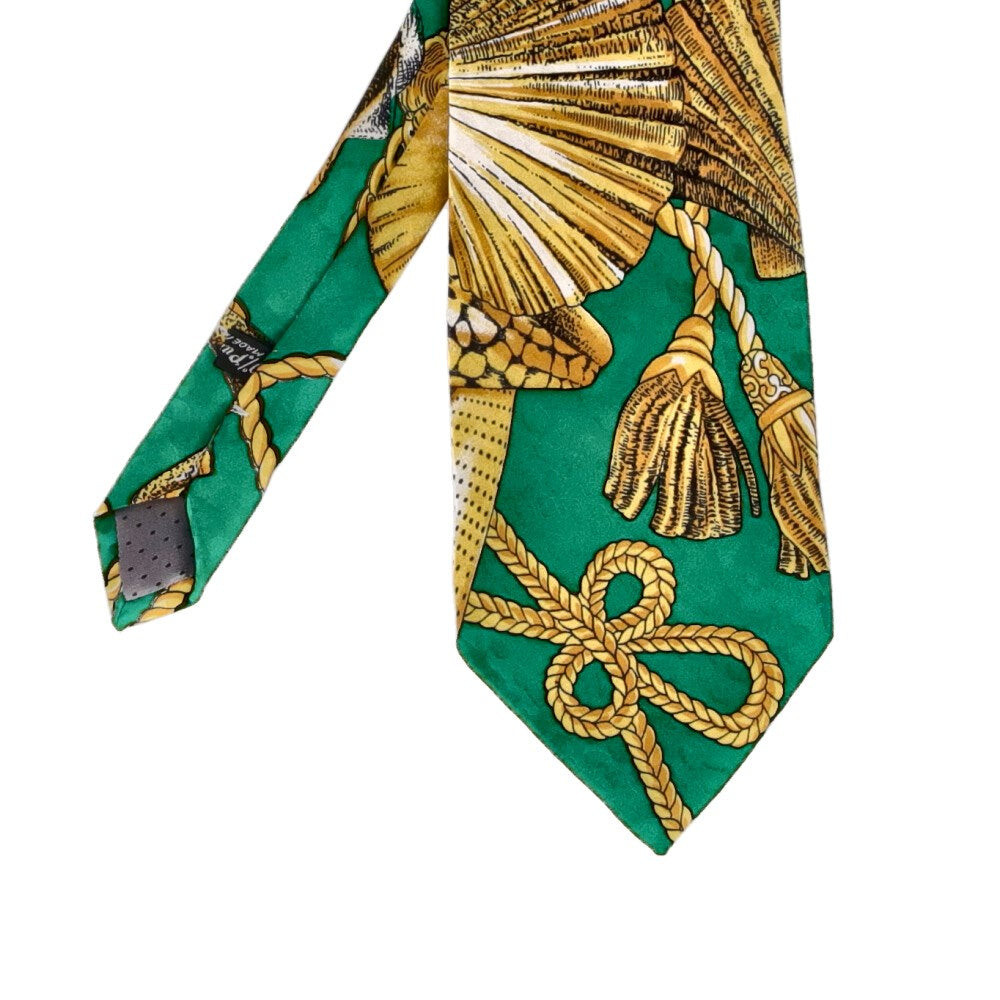 Gianni Versace Green Printed Silk Tie - '90s