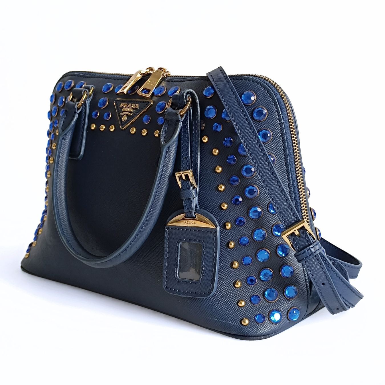 Prada Prada Bijoux shoulder bag in blue Saffiano leather - '10s