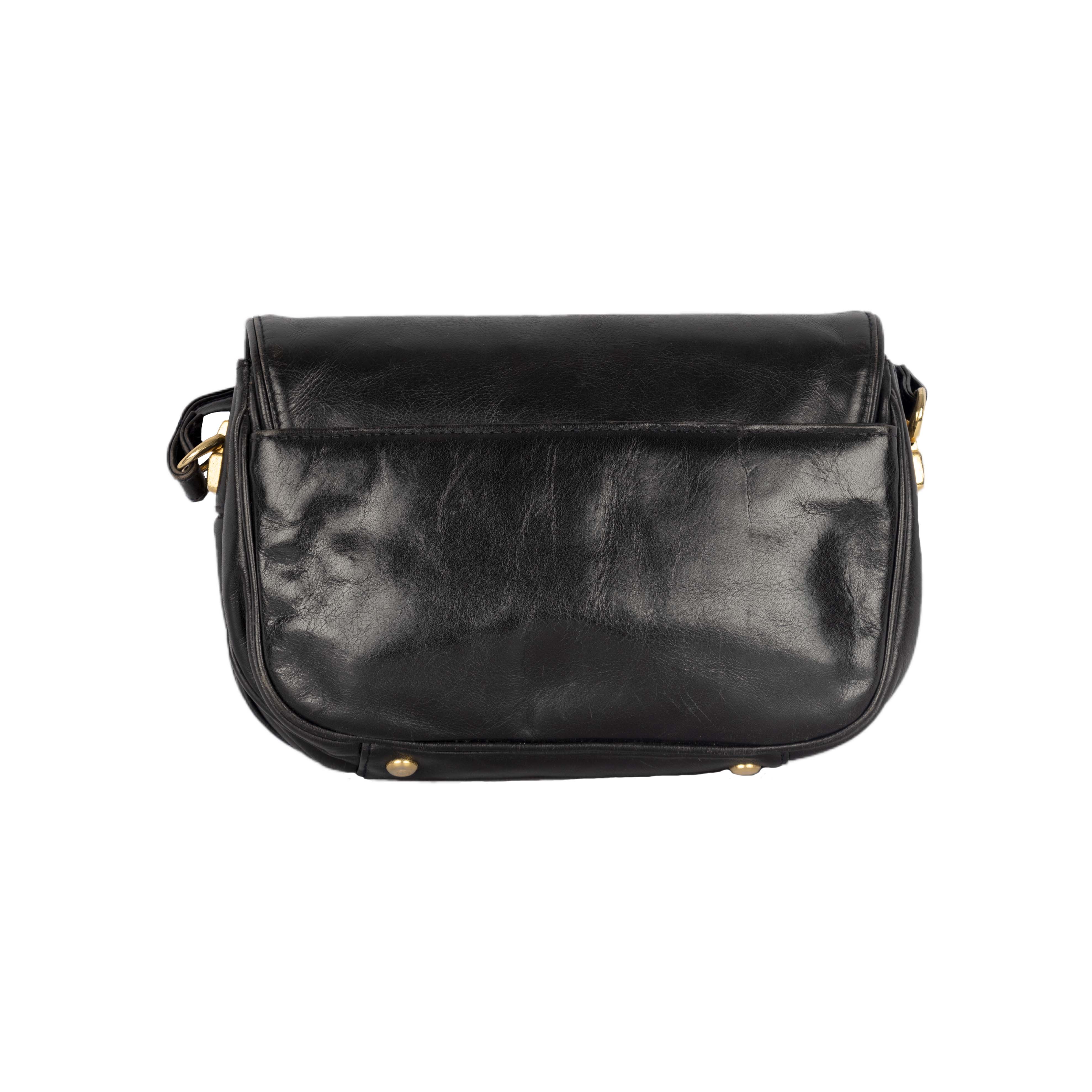 Giorgio Beverly Hills Black Leather Crossbody Bag - '10s