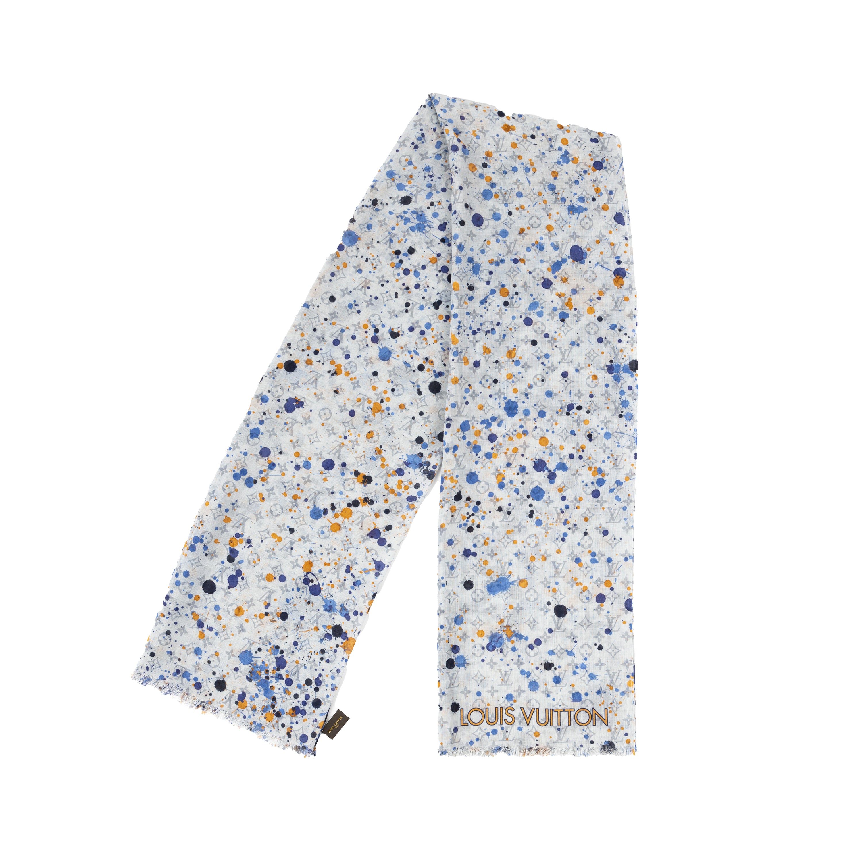 Louis Vuitton Silk Monogram Paint Splash Square Scarf - '10s