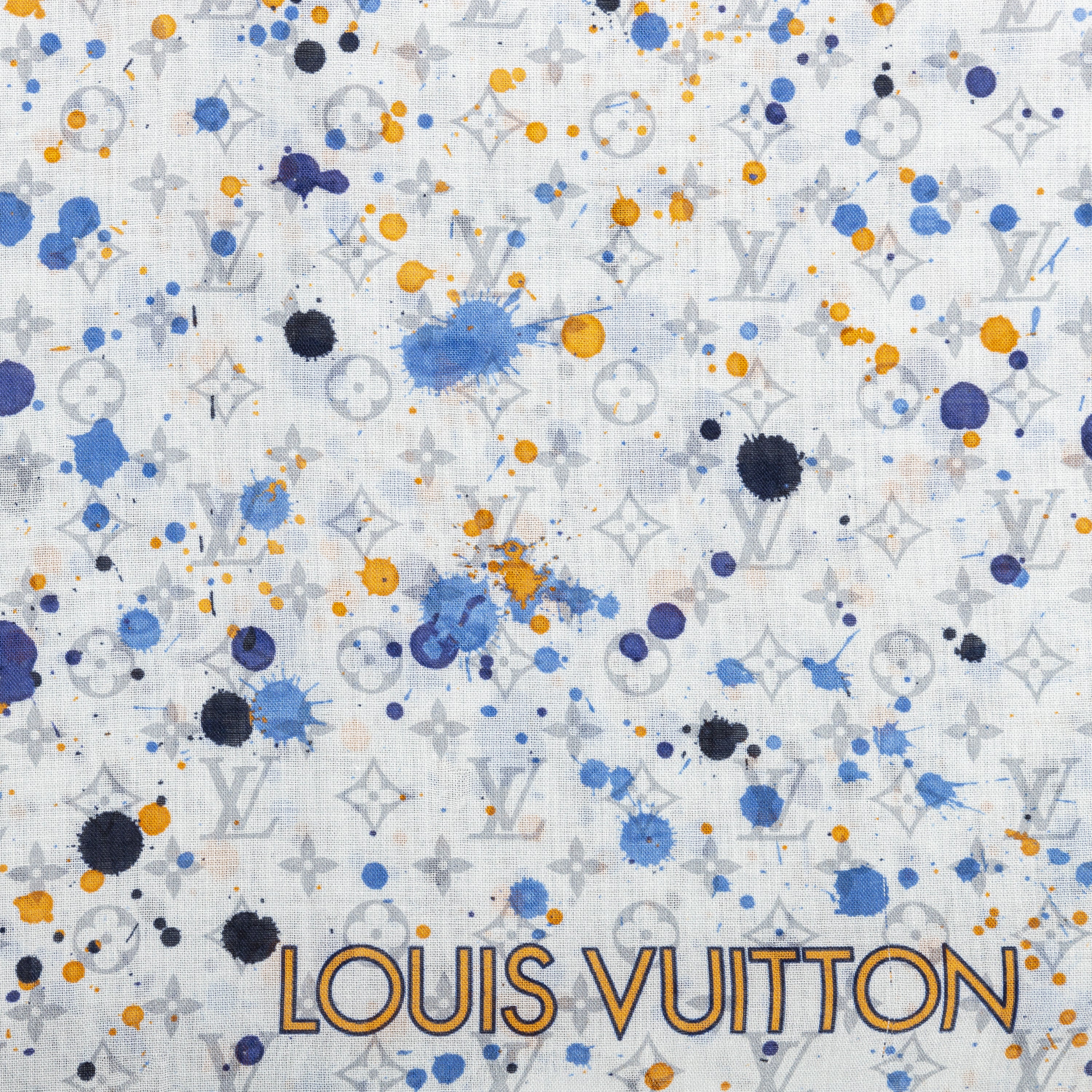 Louis Vuitton Silk Monogram Paint Splash Square Scarf - '10s