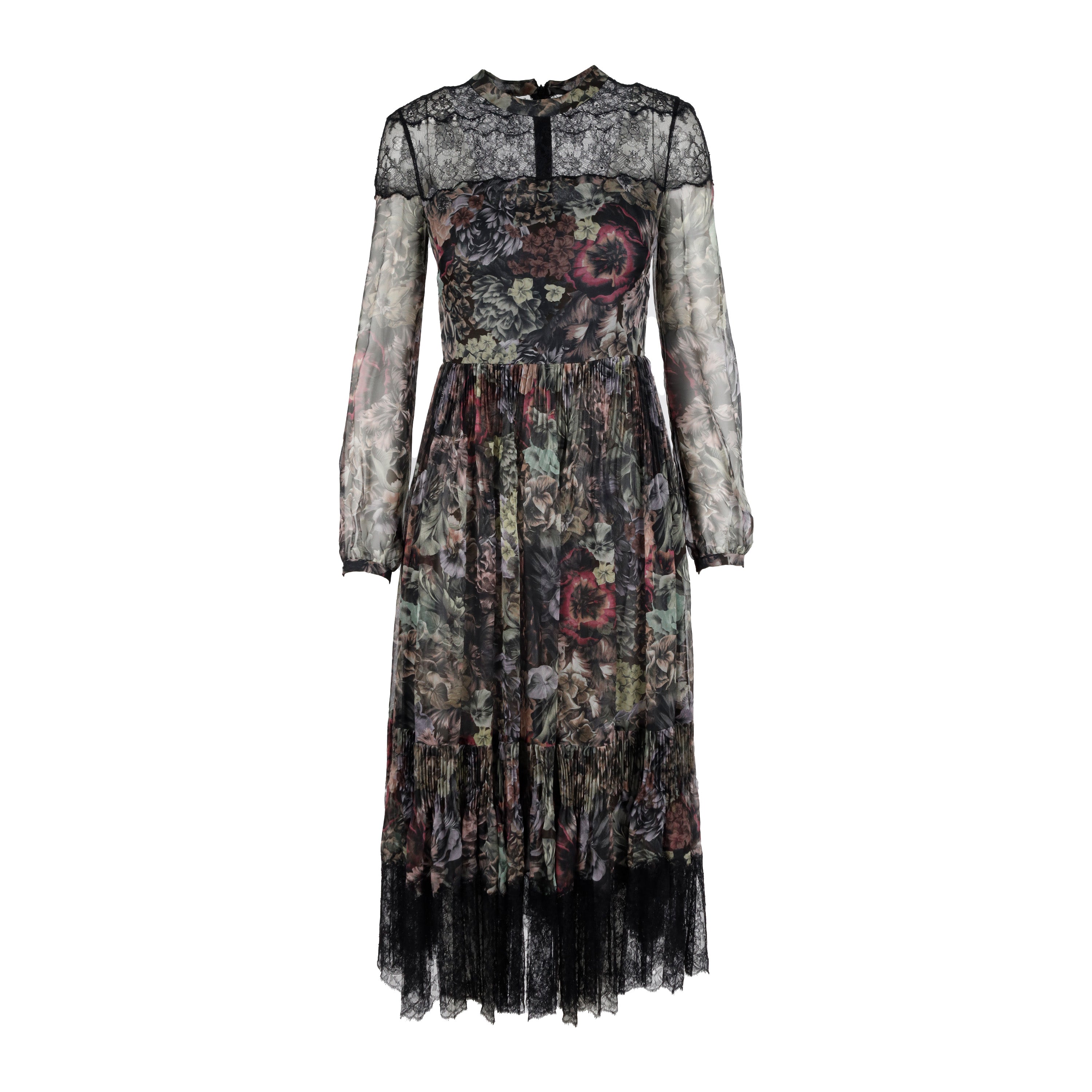 Red Valentino Lace Trimmed Floral Print Dress - '10s