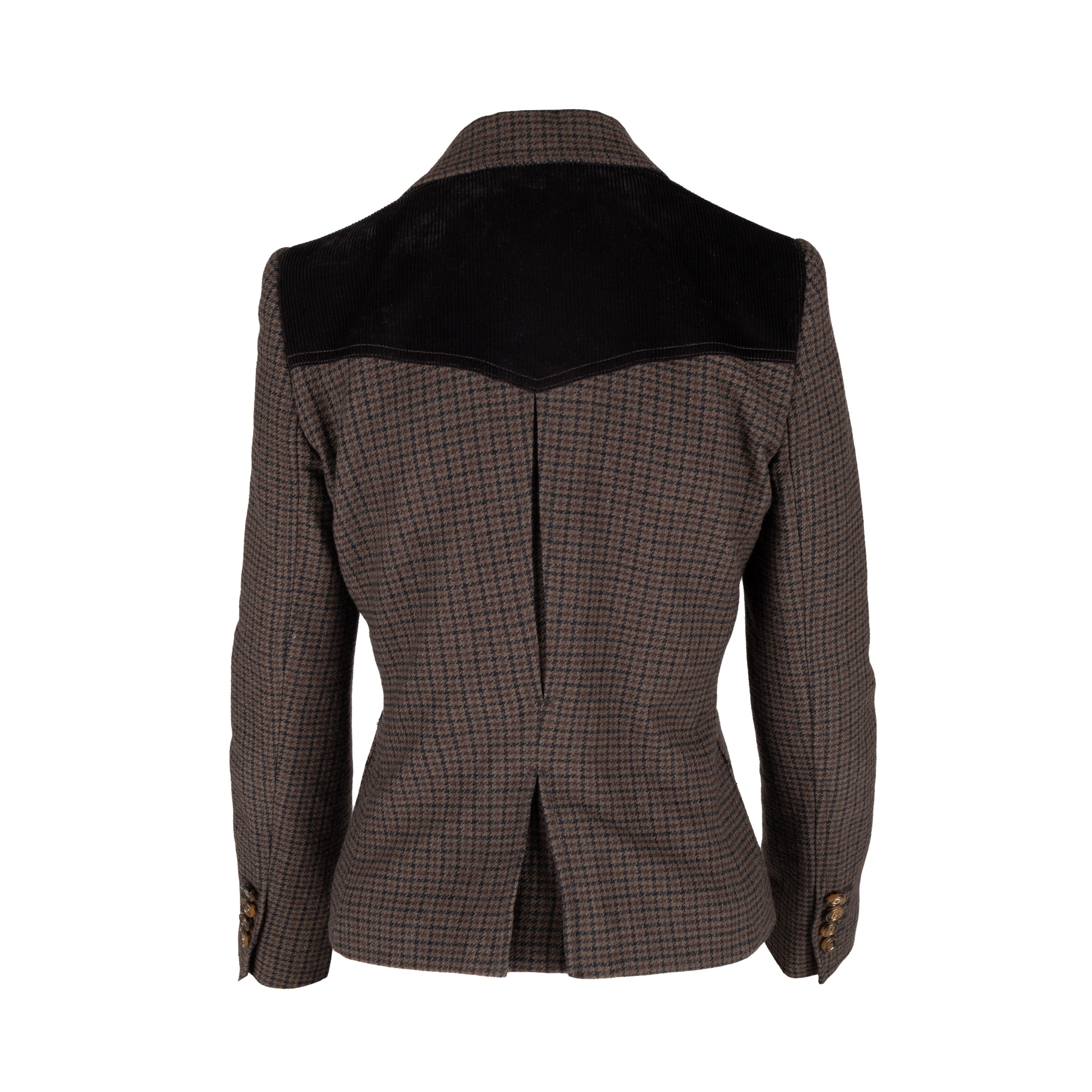 Dolce  Gabbana Houndstooth Wool and Corduroy Jacket - '10s