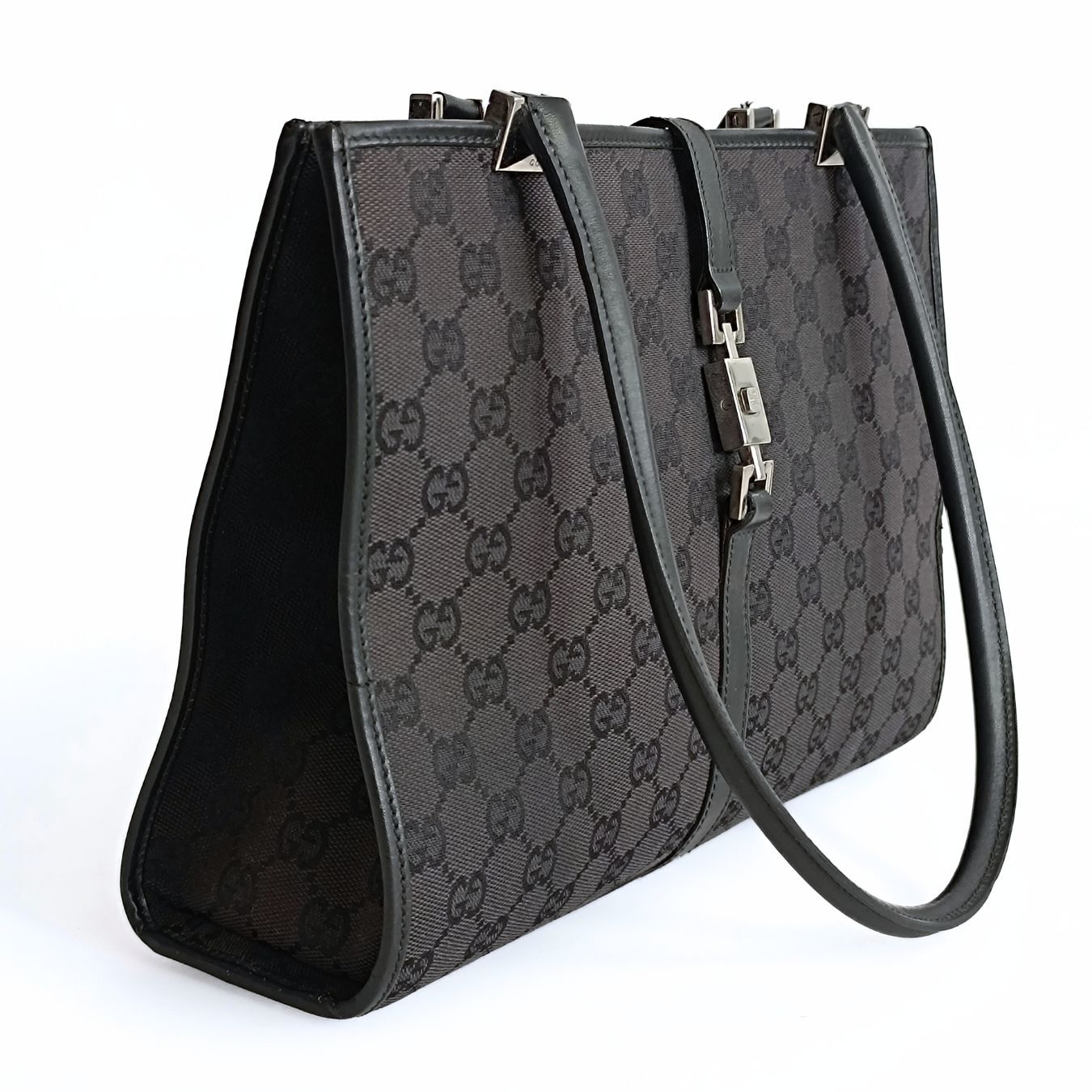 Gucci Gucci vintage Jackie shoulder bag in black canvas and leather - '10s