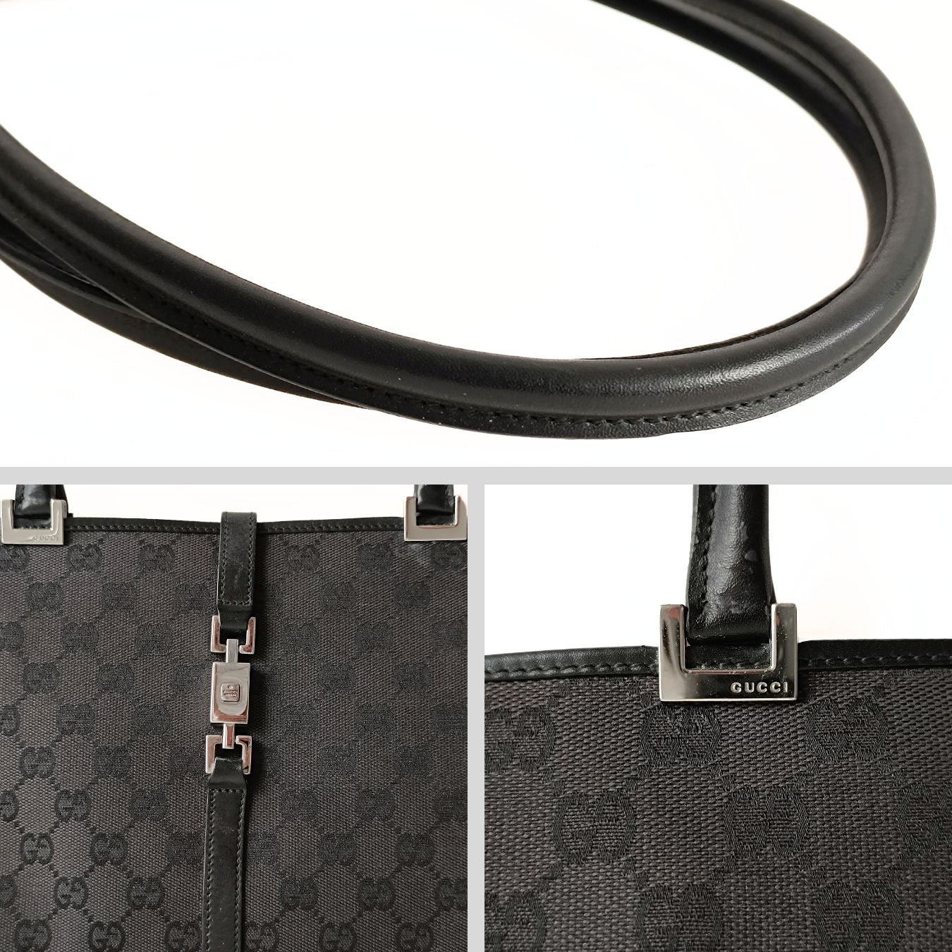 Gucci Gucci vintage Jackie shoulder bag in black canvas and leather - '10s