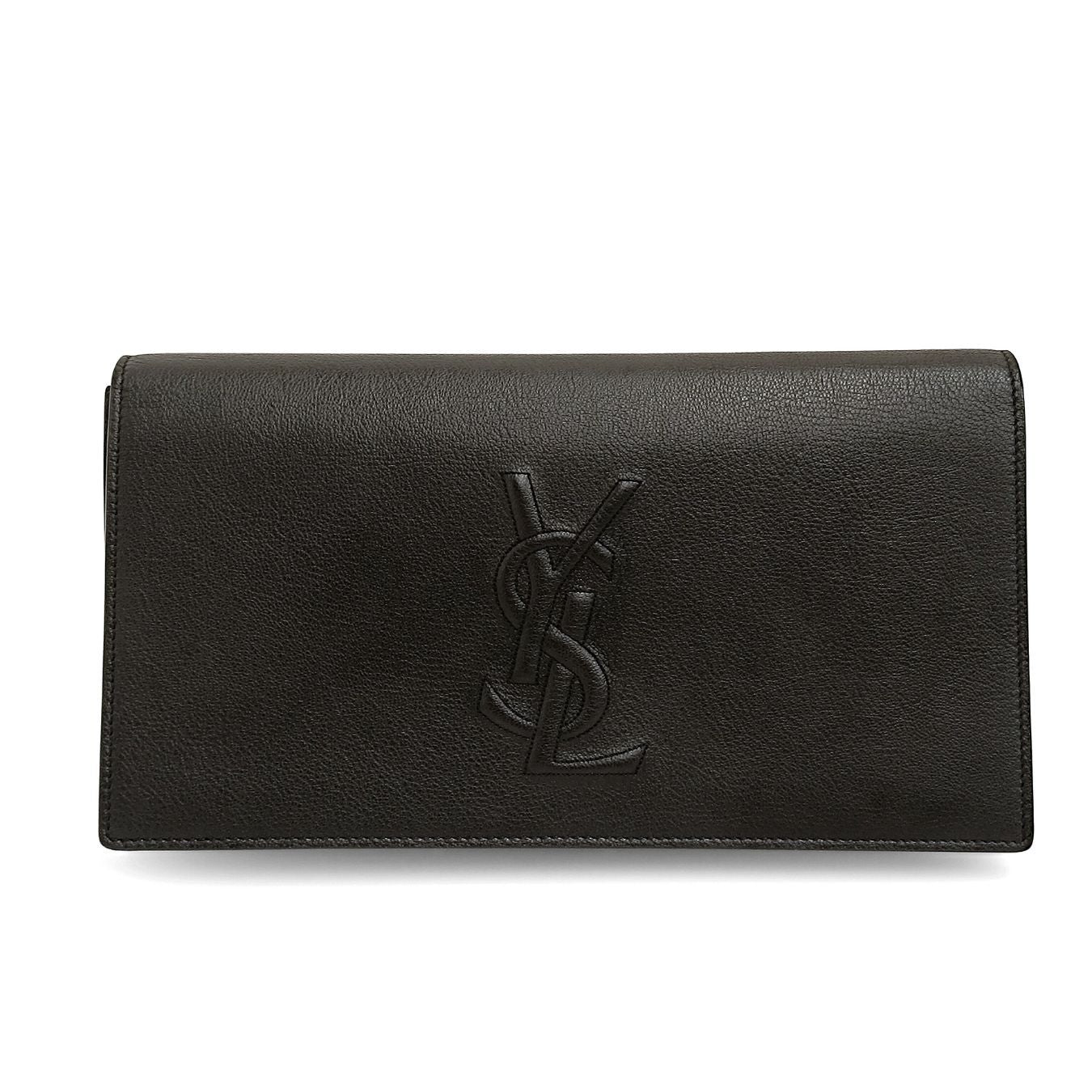 Saint Laurent Saint Laurent black leather maxi clutch bag - '10s