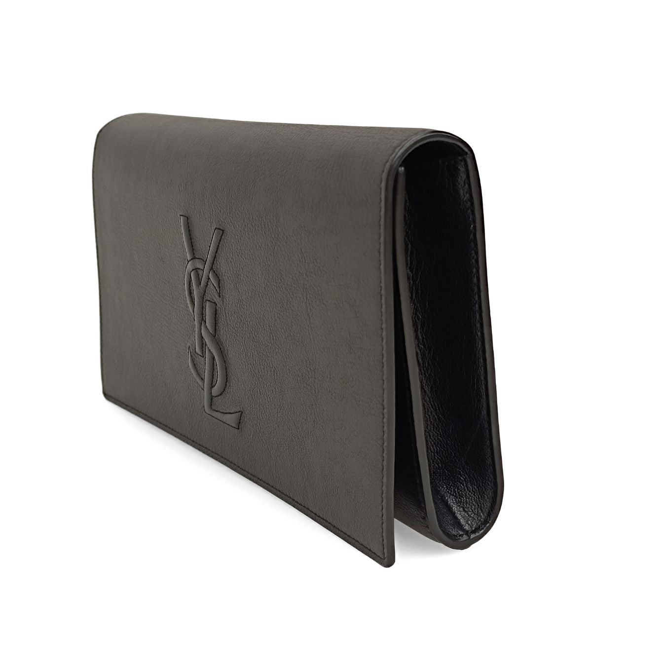 Saint Laurent Saint Laurent black leather maxi clutch bag - '10s