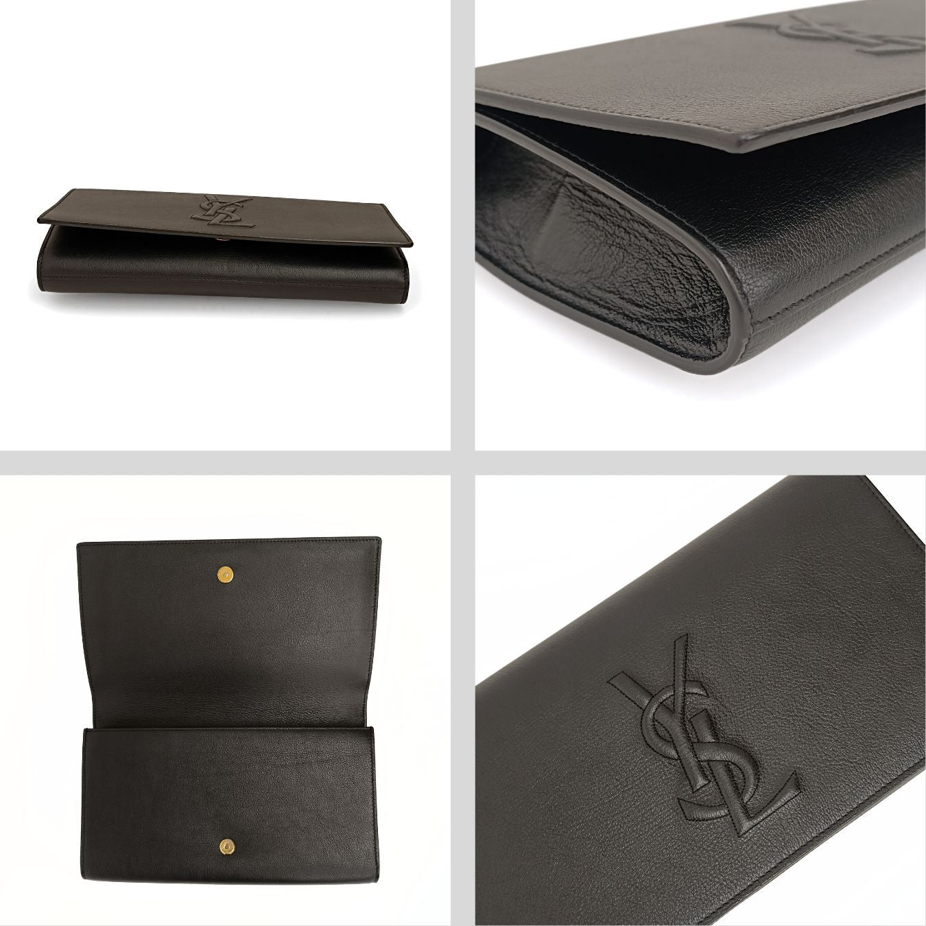 Saint Laurent Saint Laurent black leather maxi clutch bag - '10s