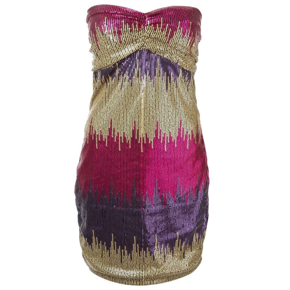 Versace Multicolor Strapless Sequined Mini Dress - '90s