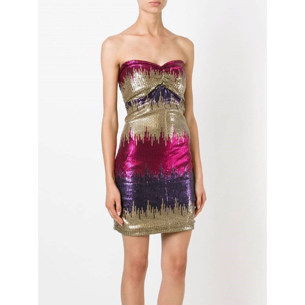 Versace Multicolor Strapless Sequined Mini Dress - '90s