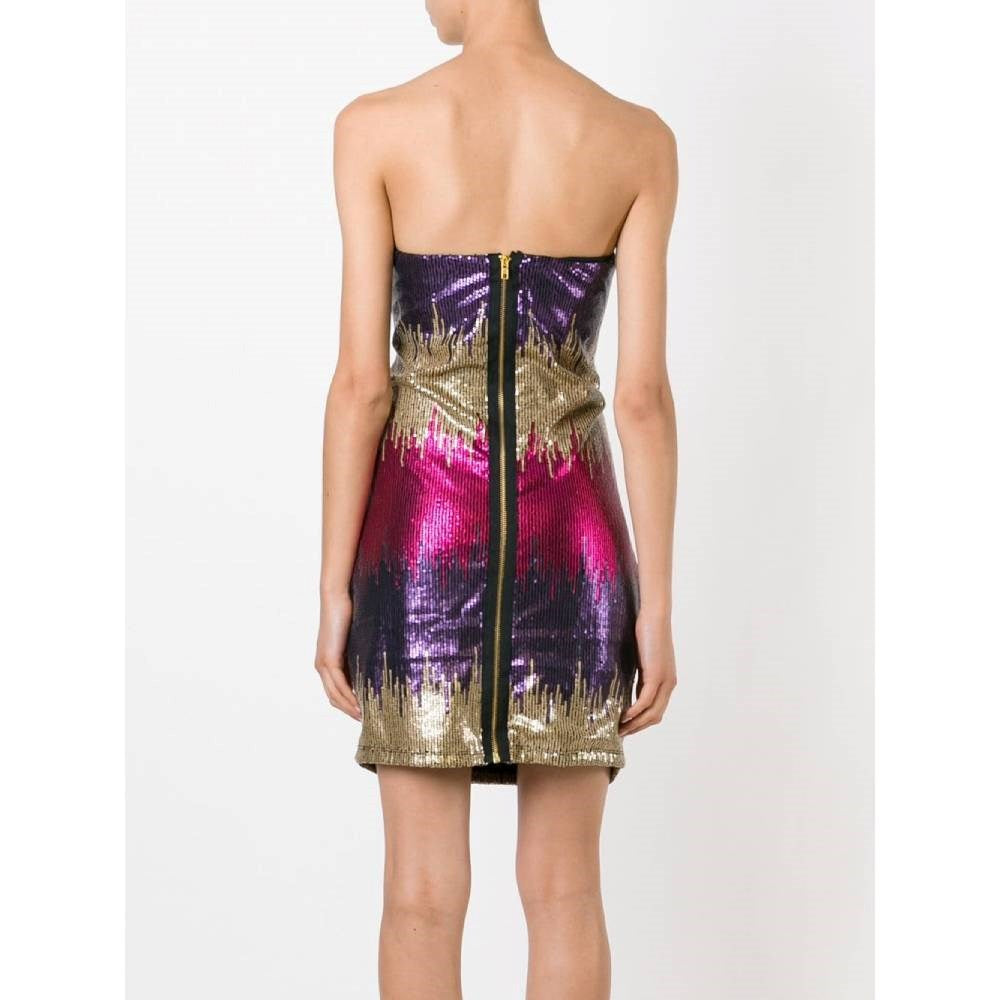 Versace Multicolor Strapless Sequined Mini Dress - '90s