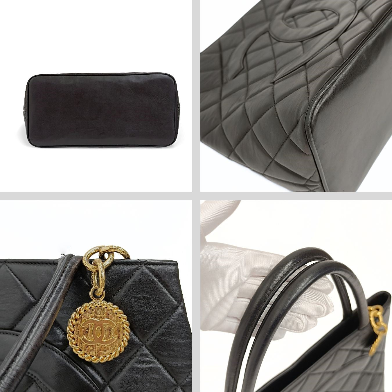 Chanel Chanel Médaillon handbag in black leather - '10s