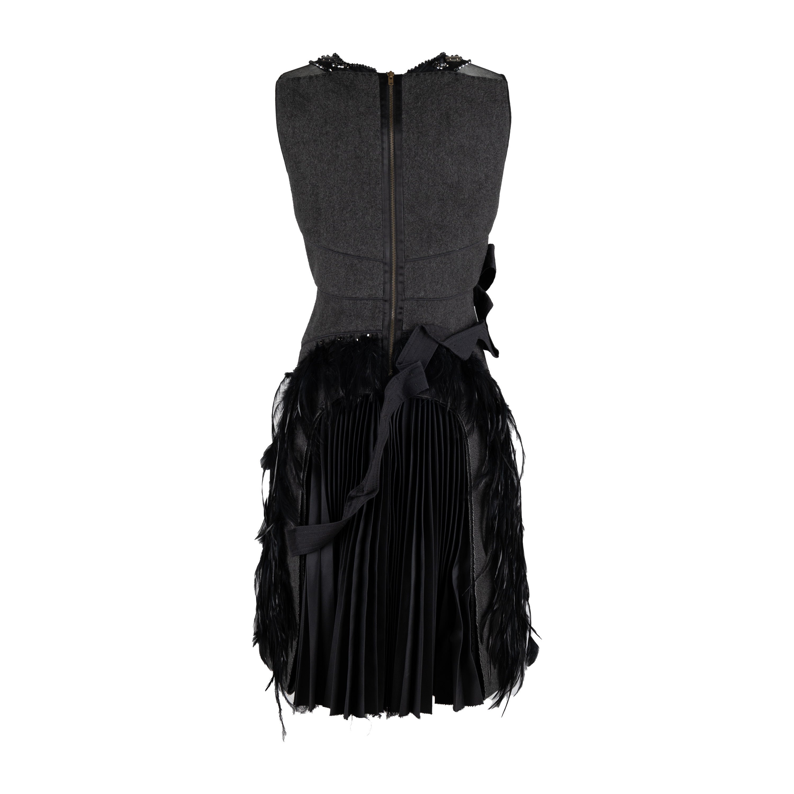 6267 Compact Wool Dress with Feather  - '00s