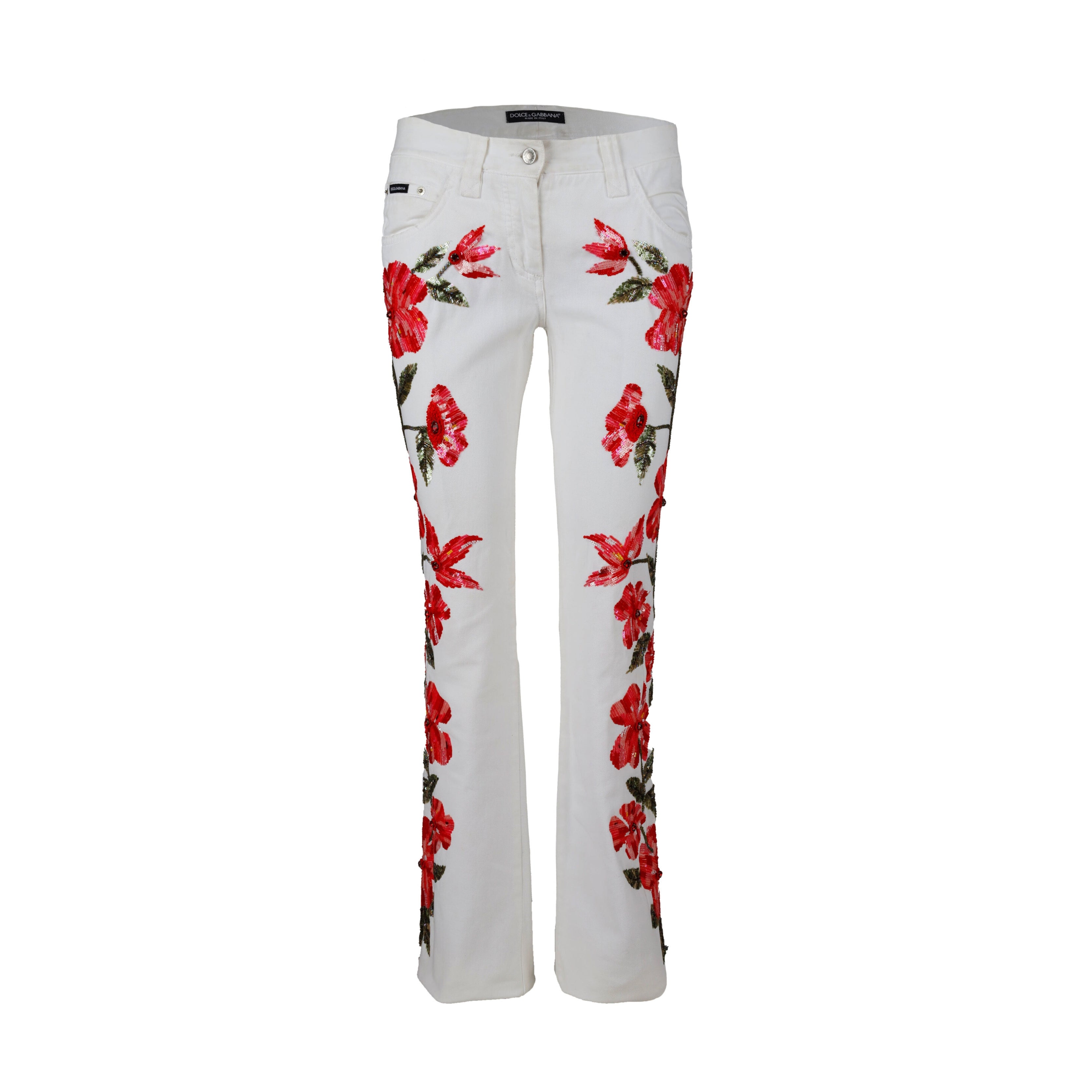 Dolce  Gabbana Embellished Floral Pants - '10s