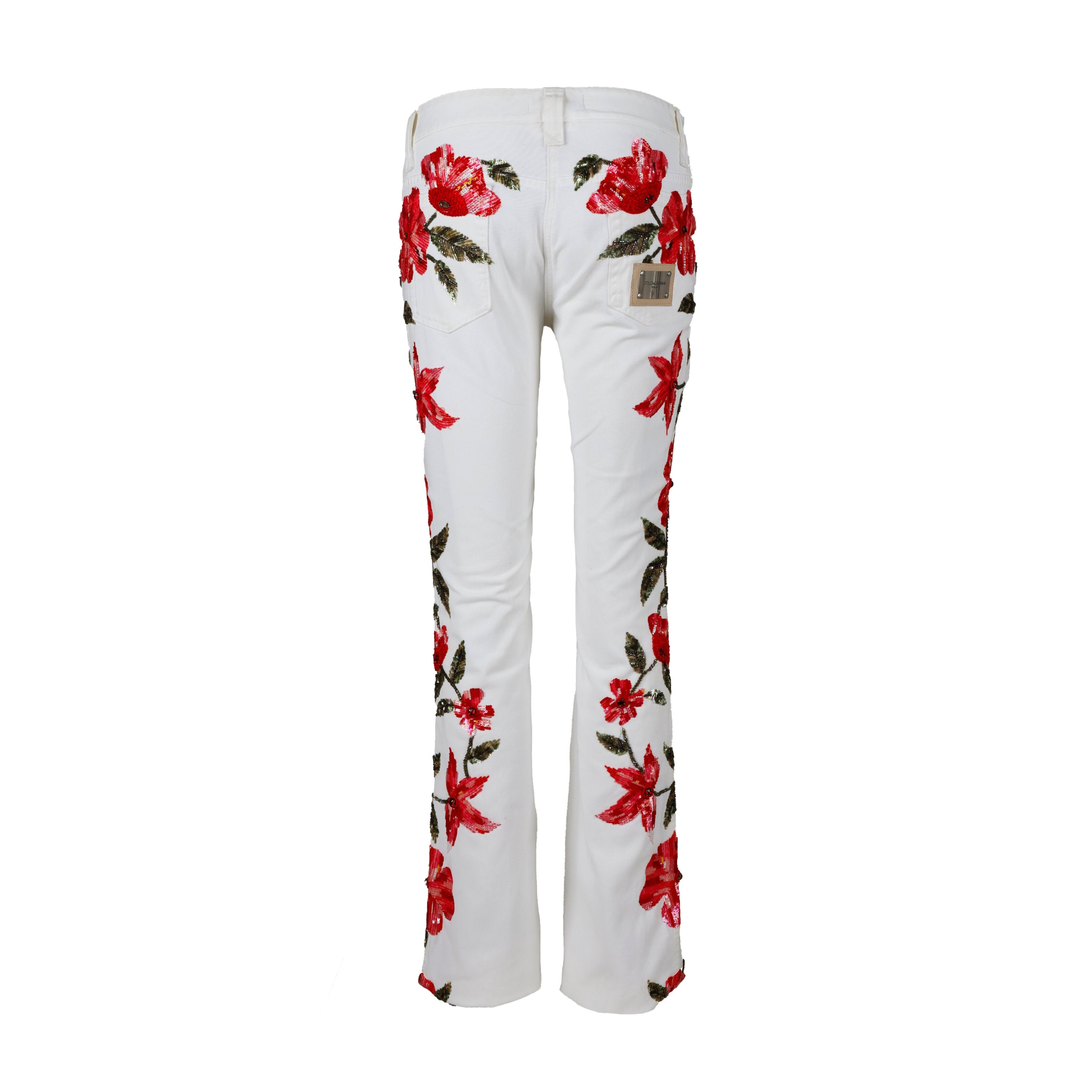 Dolce  Gabbana Embellished Floral Pants - '10s