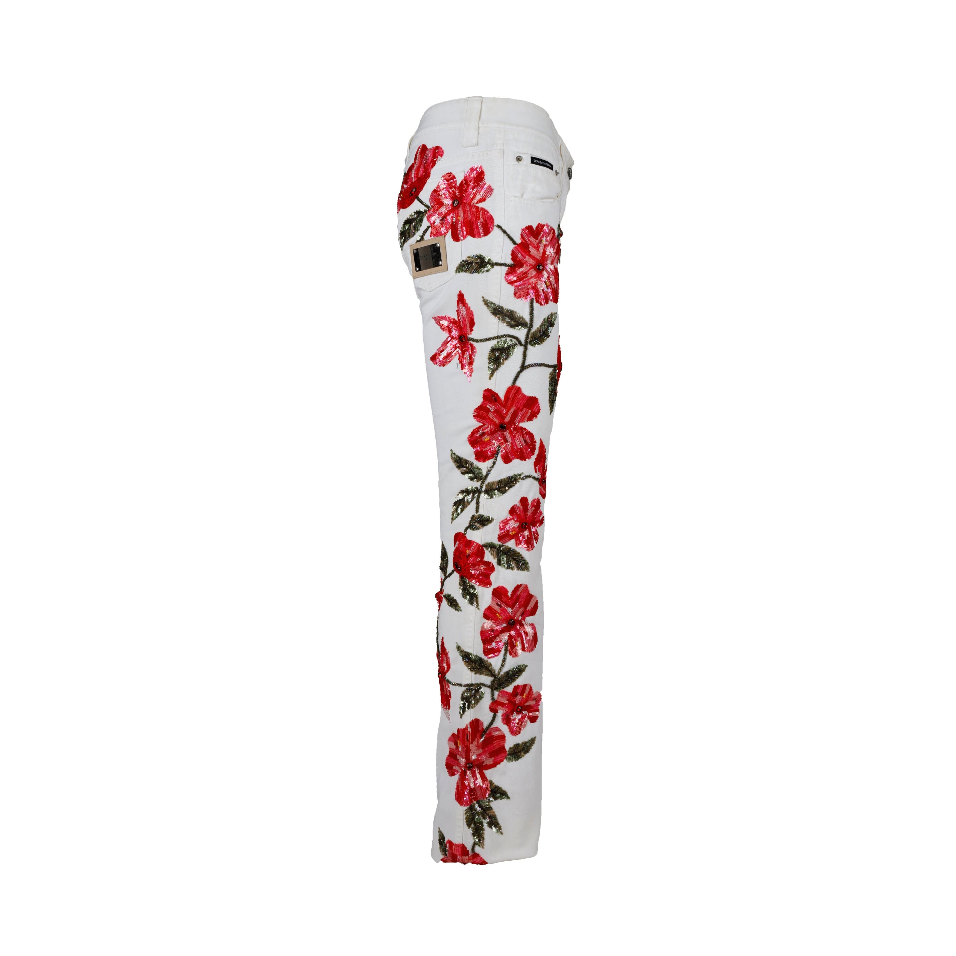 Dolce  Gabbana Embellished Floral Pants - '10s