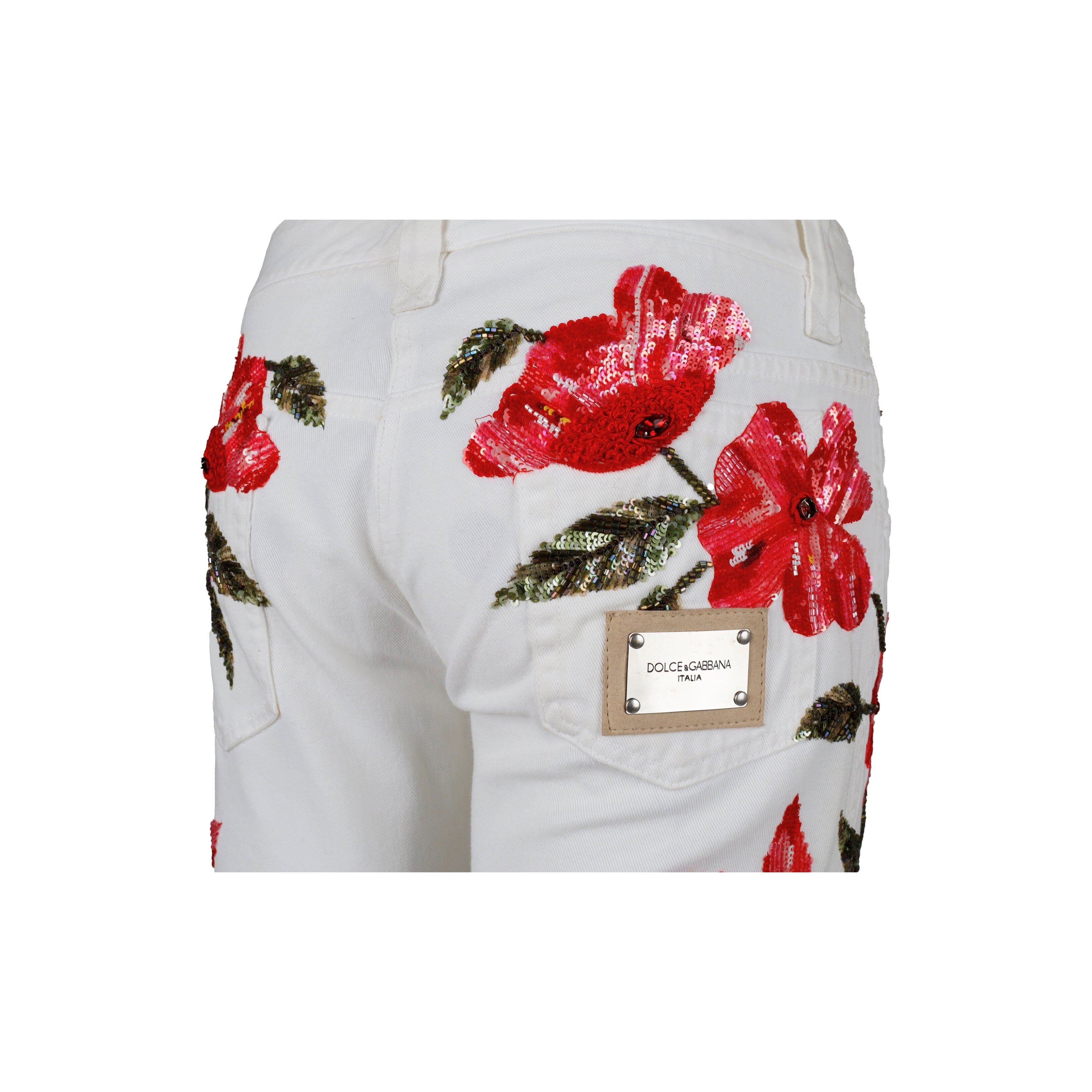 Dolce  Gabbana Embellished Floral Pants - '10s